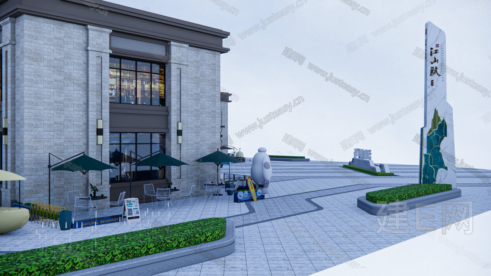 新中式商业街模型SU模型下载[ID:113395460]_建e网su模型