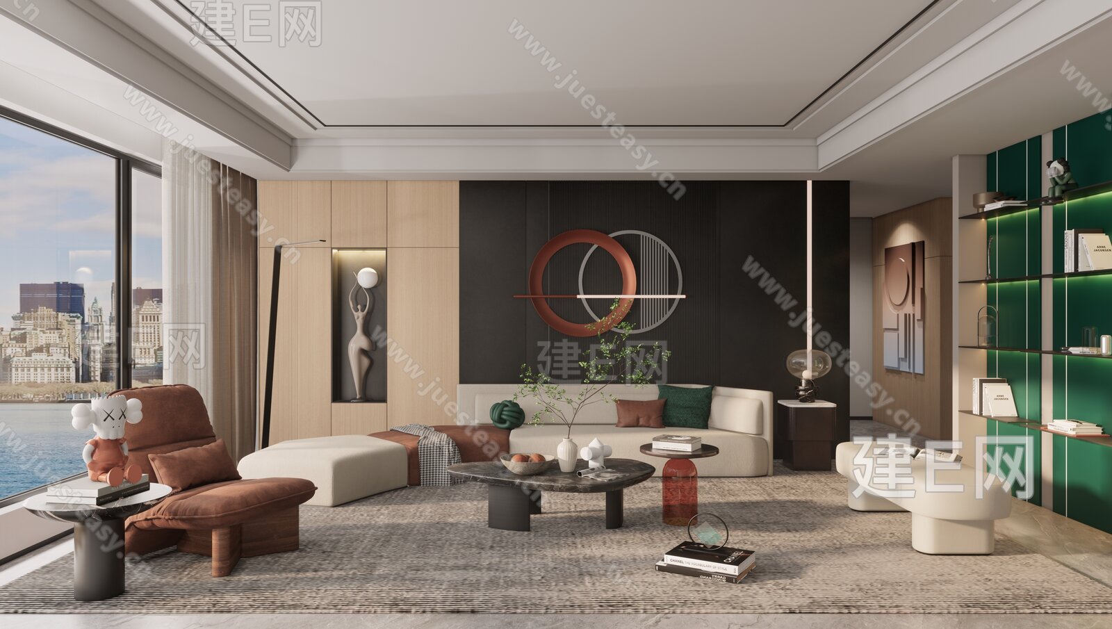 现代客厅模型SU模型下载[ID:114050917]_建e网su模型