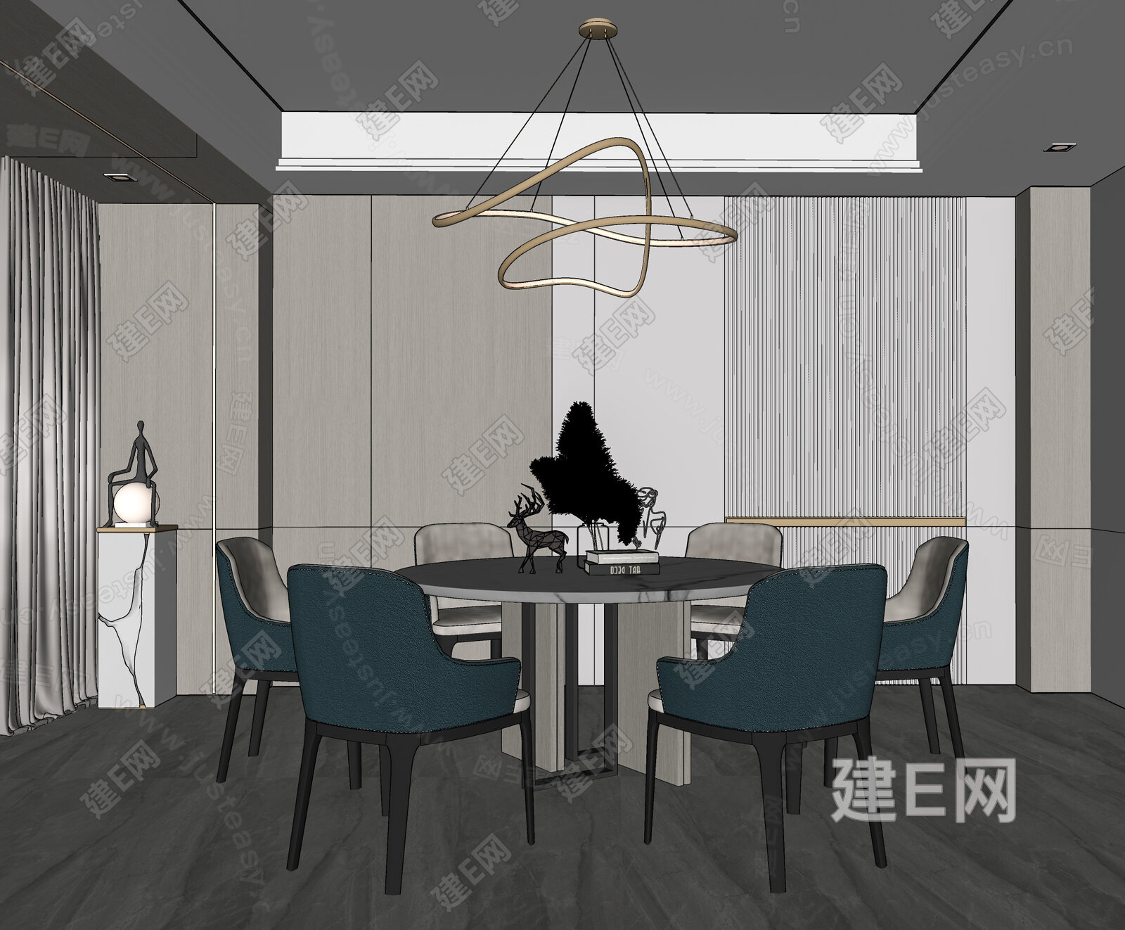 现代餐厅模型SU模型下载[ID:114182138]_建e网su模型