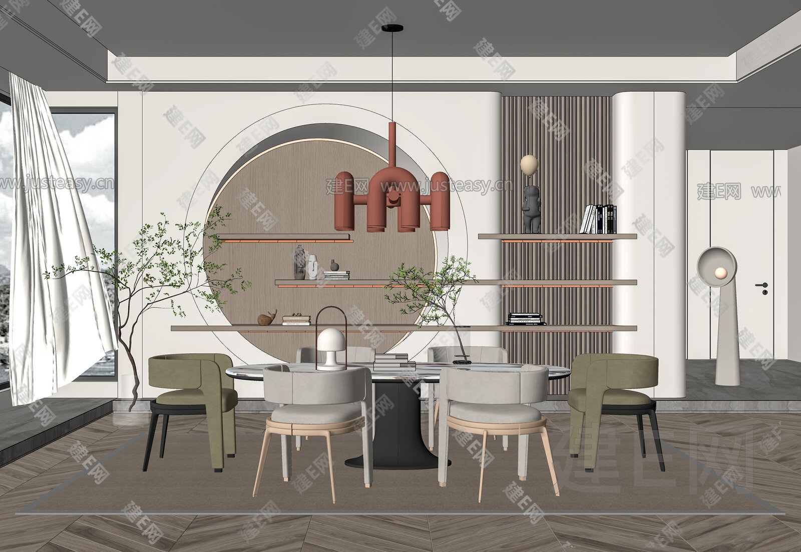 现代餐厅 模型SU模型下载[ID:113854345]_建e网su模型