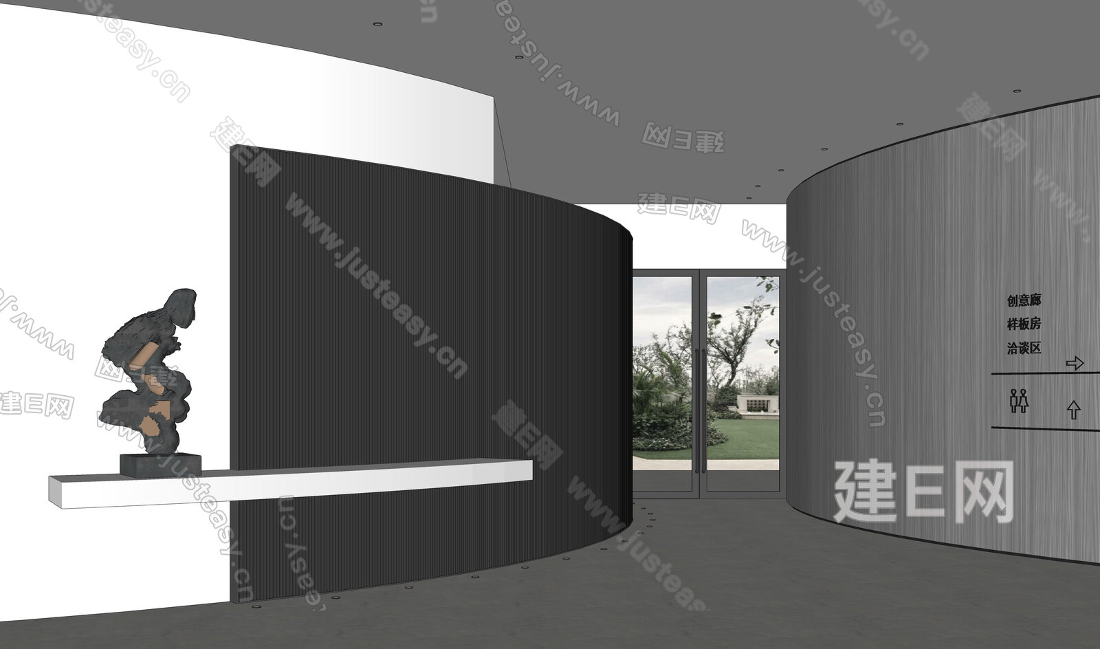 现代过道 模型SU模型下载[ID:113788696]_建e网su模型