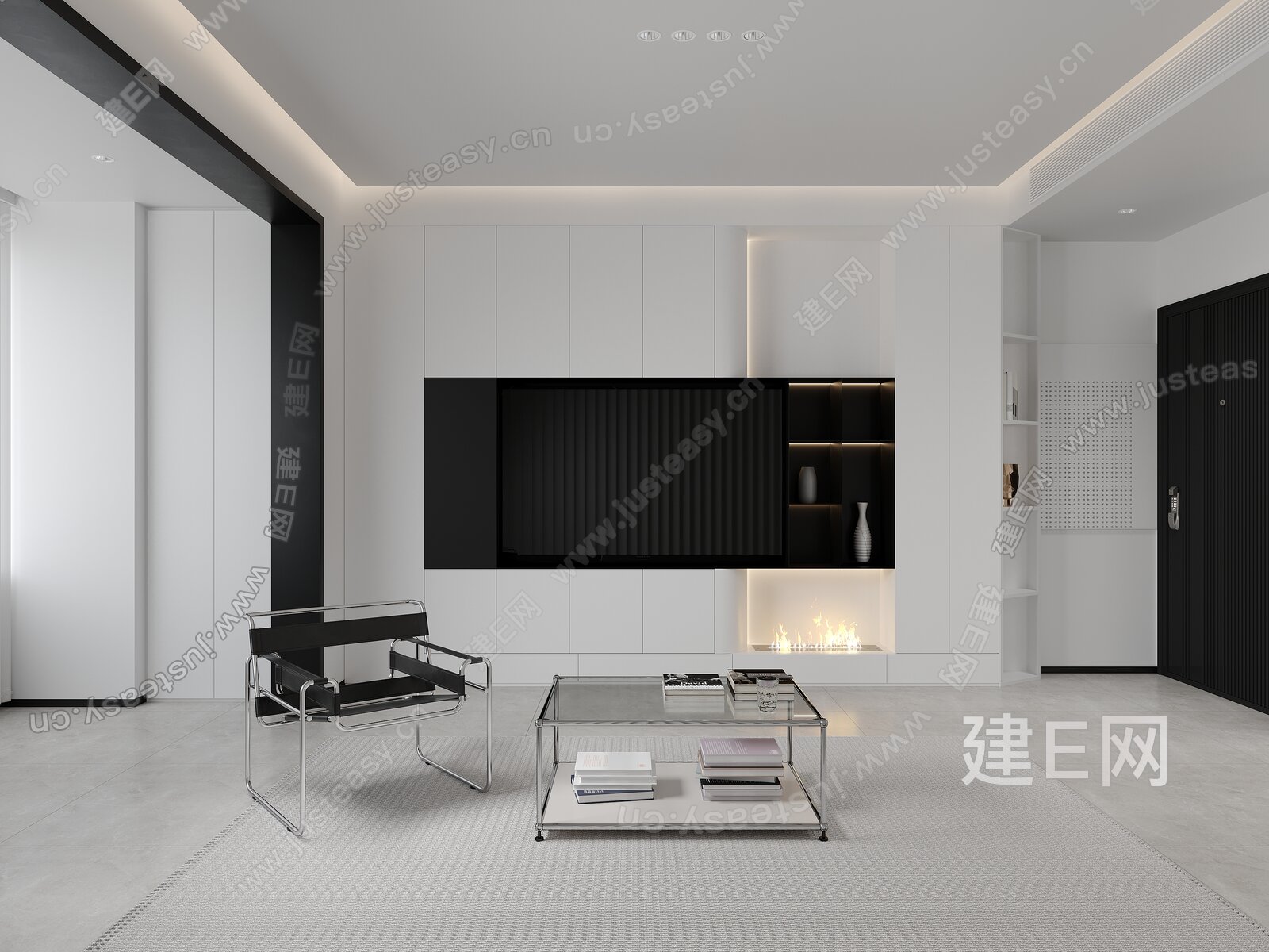 现代极简客厅3d模型下载[ID:101797427]_建e网3d模型