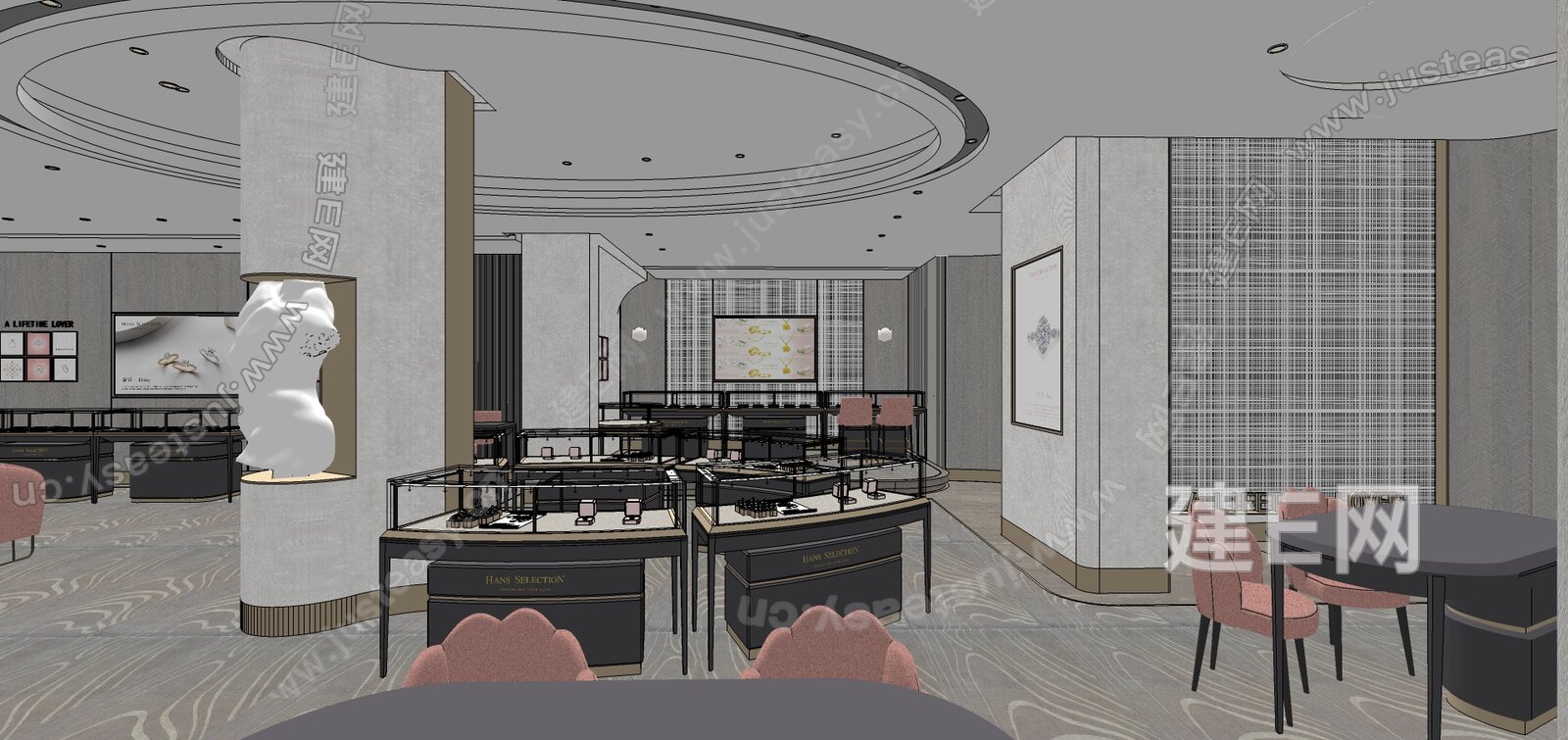现代珠宝首饰店模型SU模型下载[ID:113985455]_建e网su模型