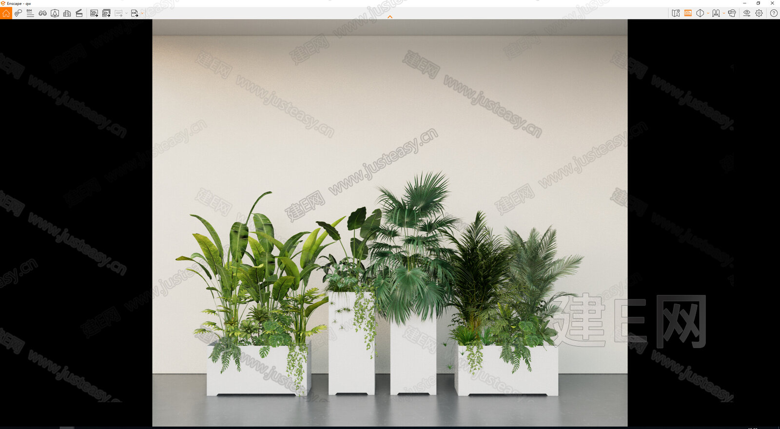 现代绿植盆栽植物组合模型SU模型下载[ID:114640705]_建E室内设计网