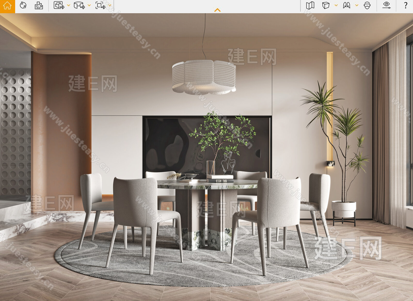 现代餐厅模型SU模型下载[ID:114706177]_建E室内设计网