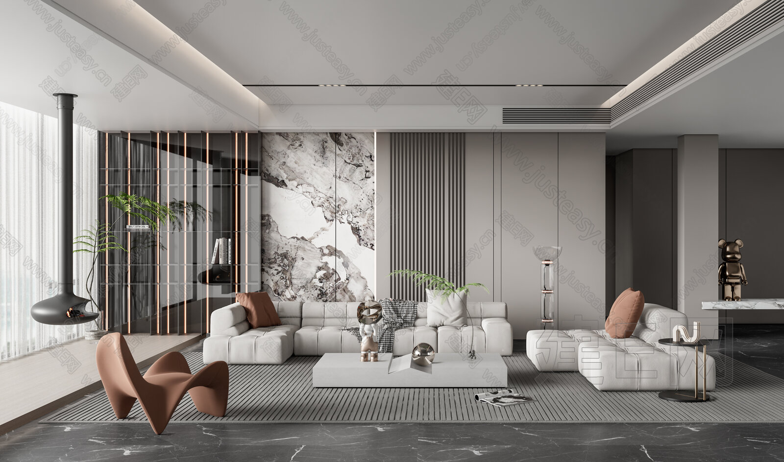 B&B Italia 现代大平层客厅 模型SU模型下载[ID:114313069]_建e网su模型