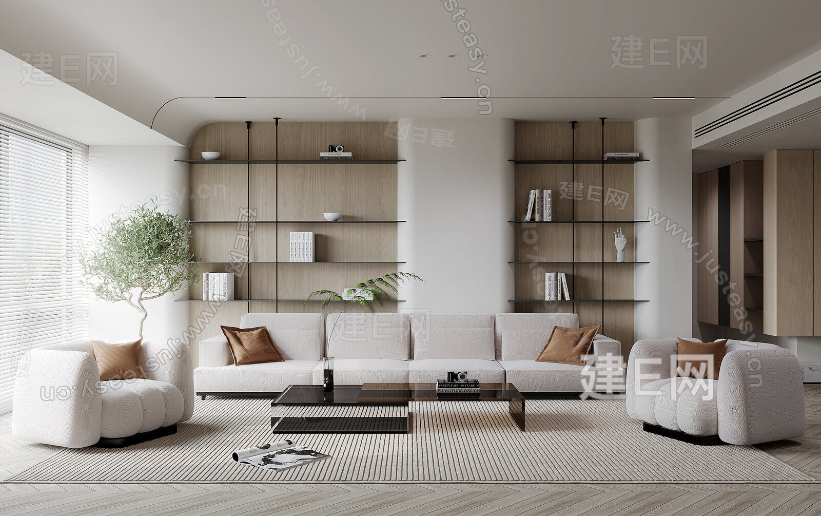 现代客厅 模型SU模型下载[ID:115754954]_建e网su模型