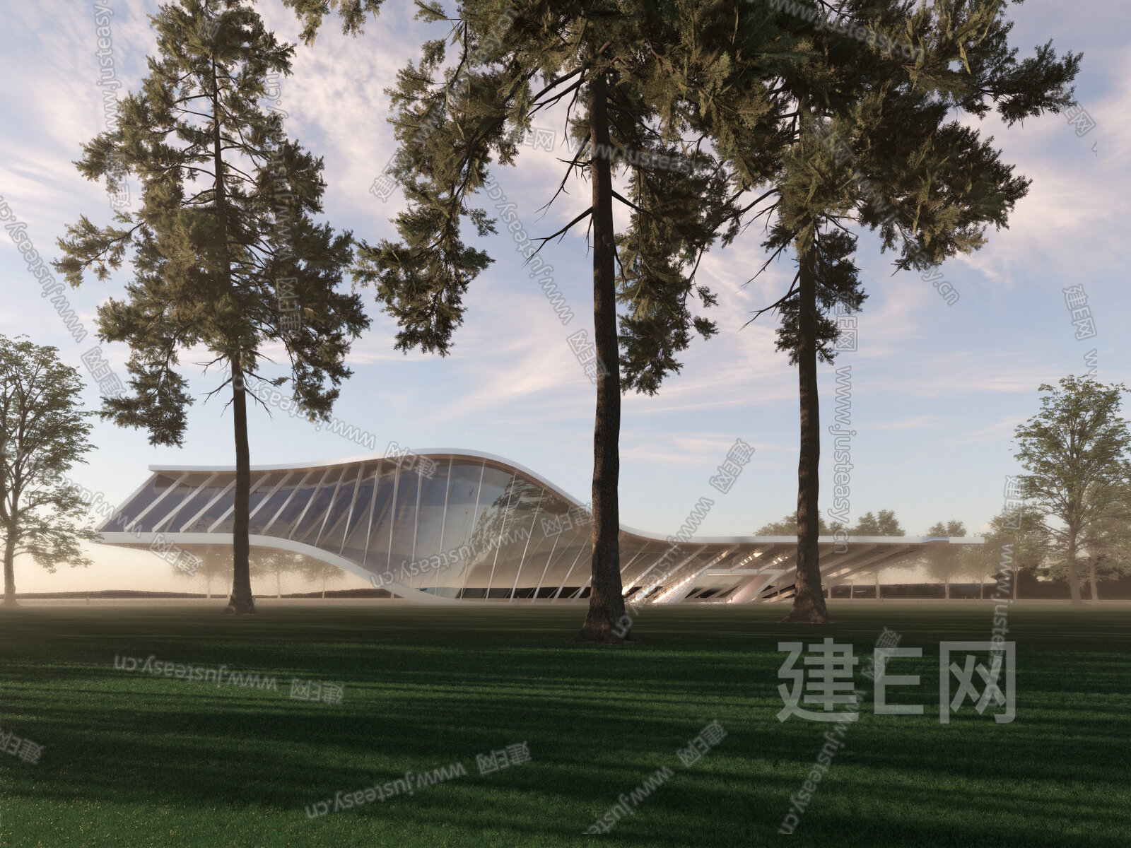现代艺术展厅模型SU模型下载[ID:115427142]_建e网su模型