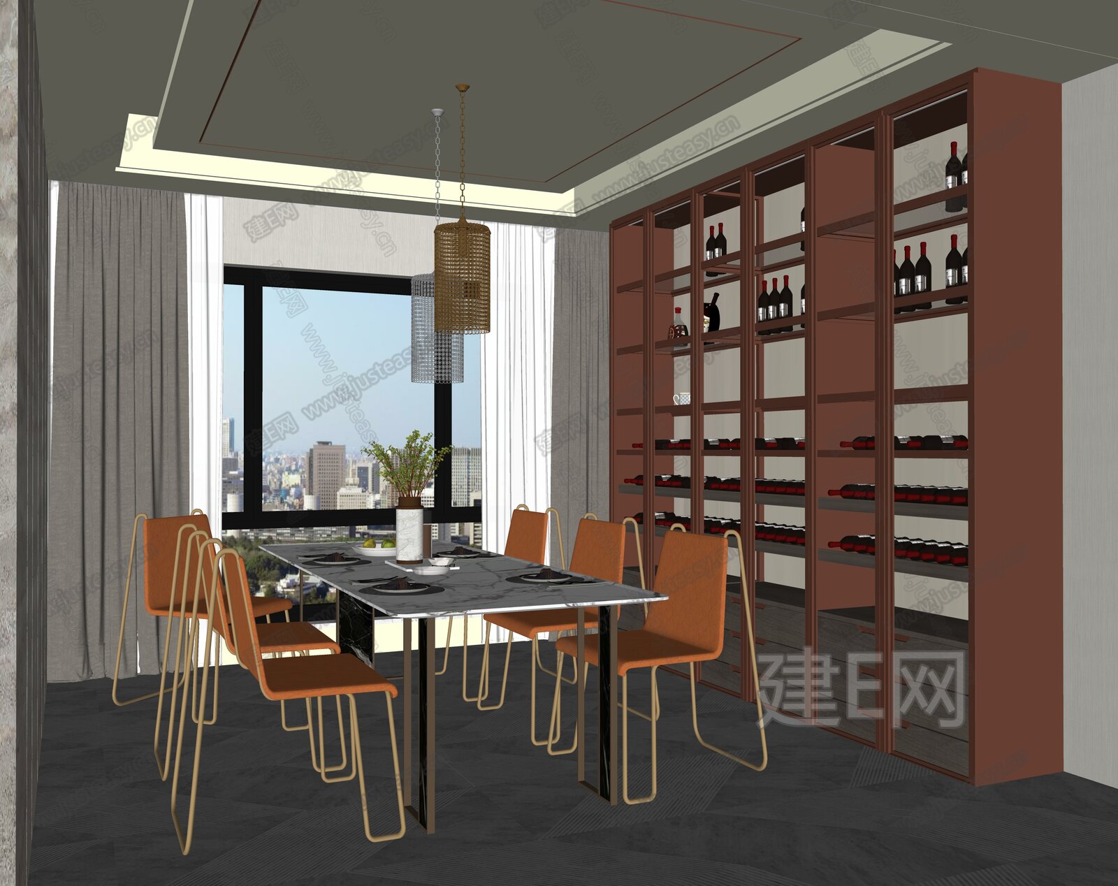 现代餐厅 模型SU模型下载[ID:115558356]_建e网su模型