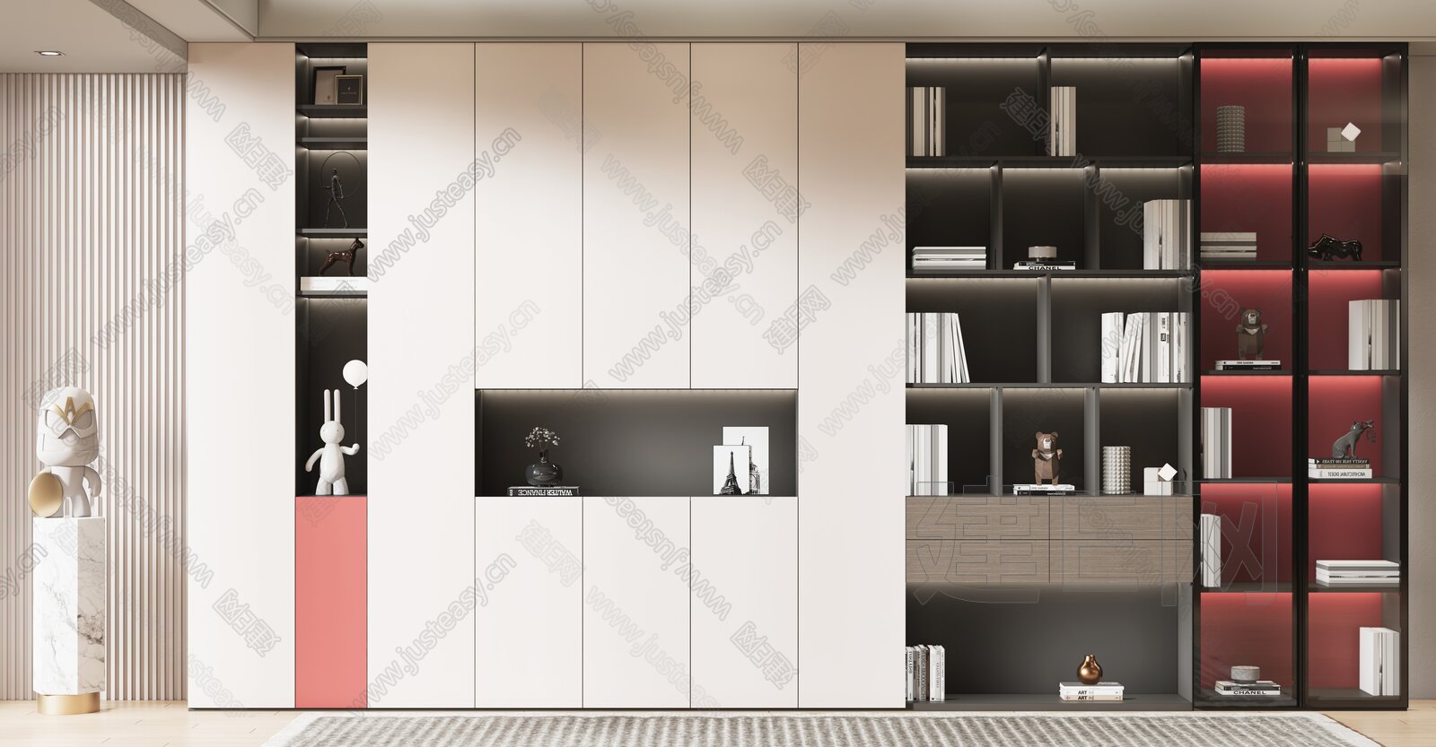 现代书柜模型SU模型下载[ID:115361799]_建e网su模型