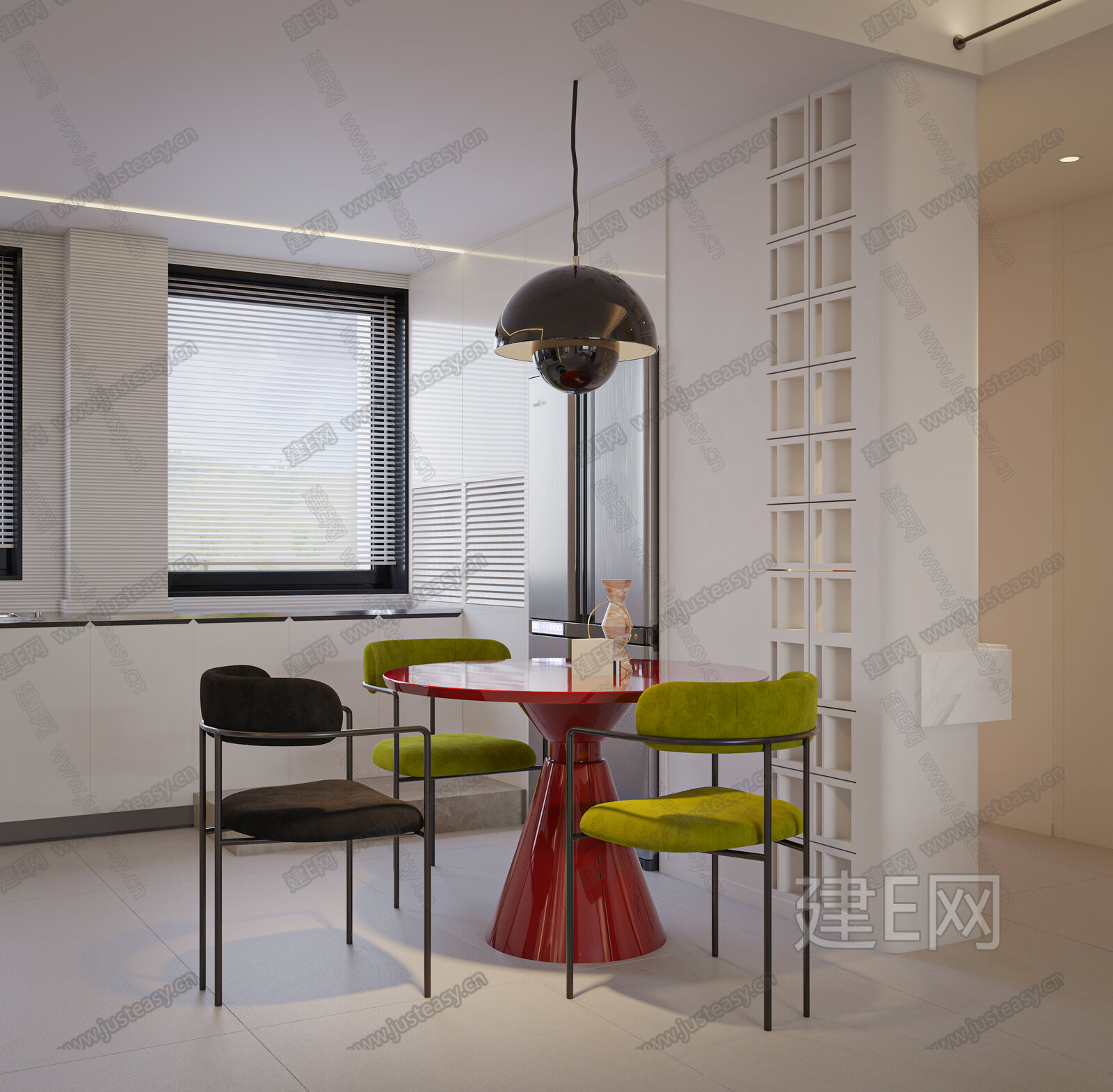 现代极简客餐厅3d模型下载[ID:116543053]_建e网3d模型