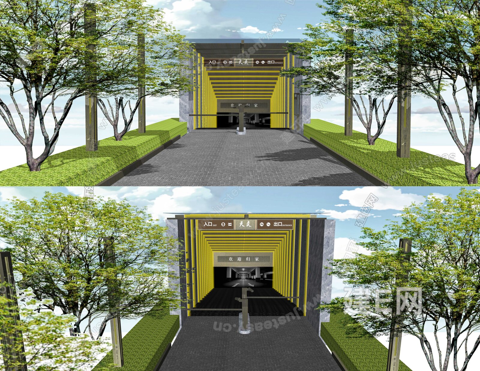 现代地库出入口SU模型下载[ID:116803371]_建E网SU模型库
