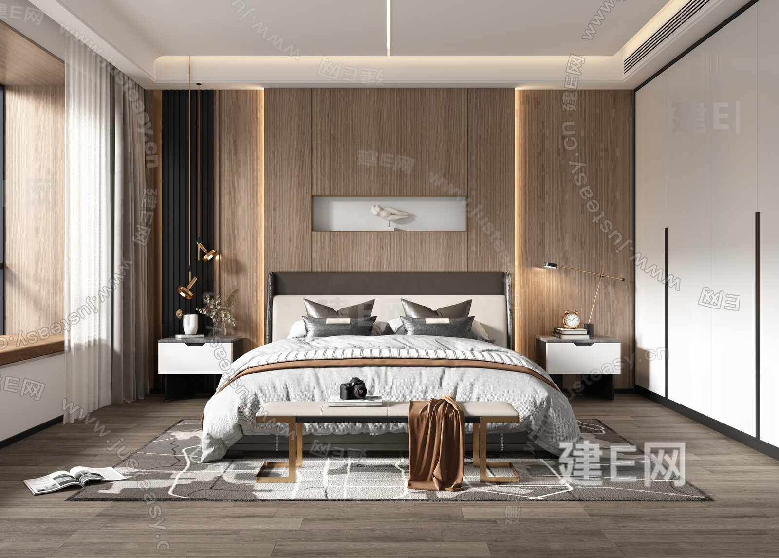 现代卧室床具组合3d模型