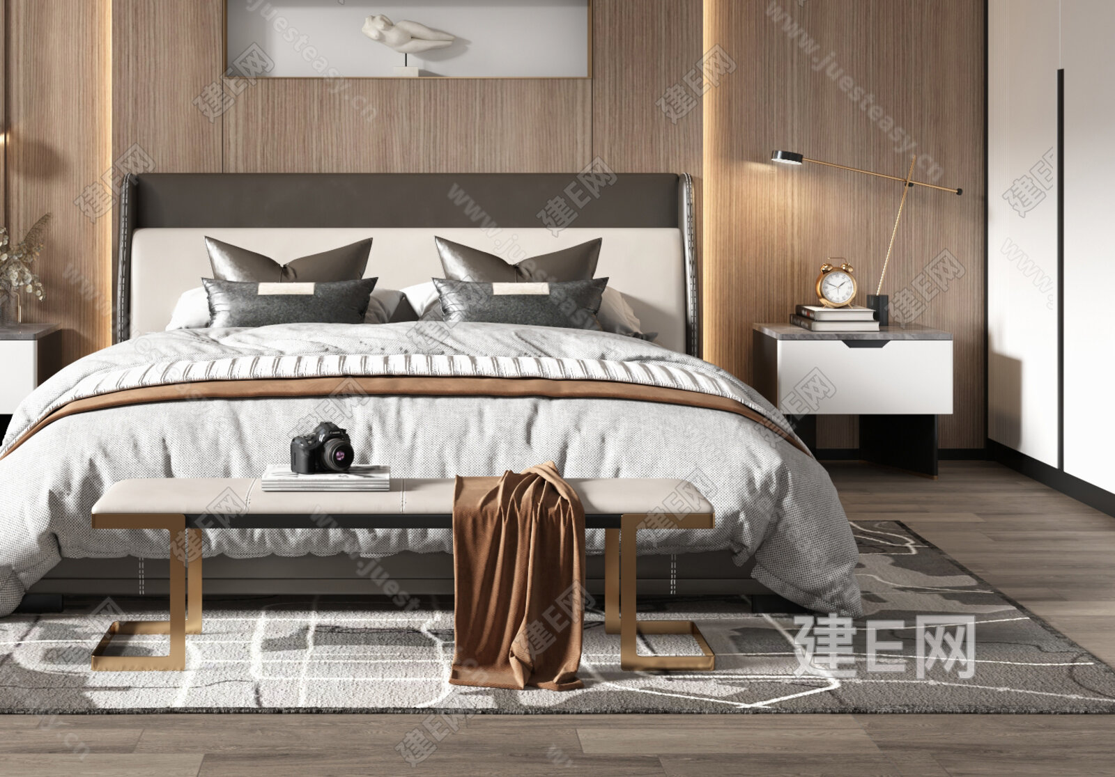 现代卧室床具组合3d模型