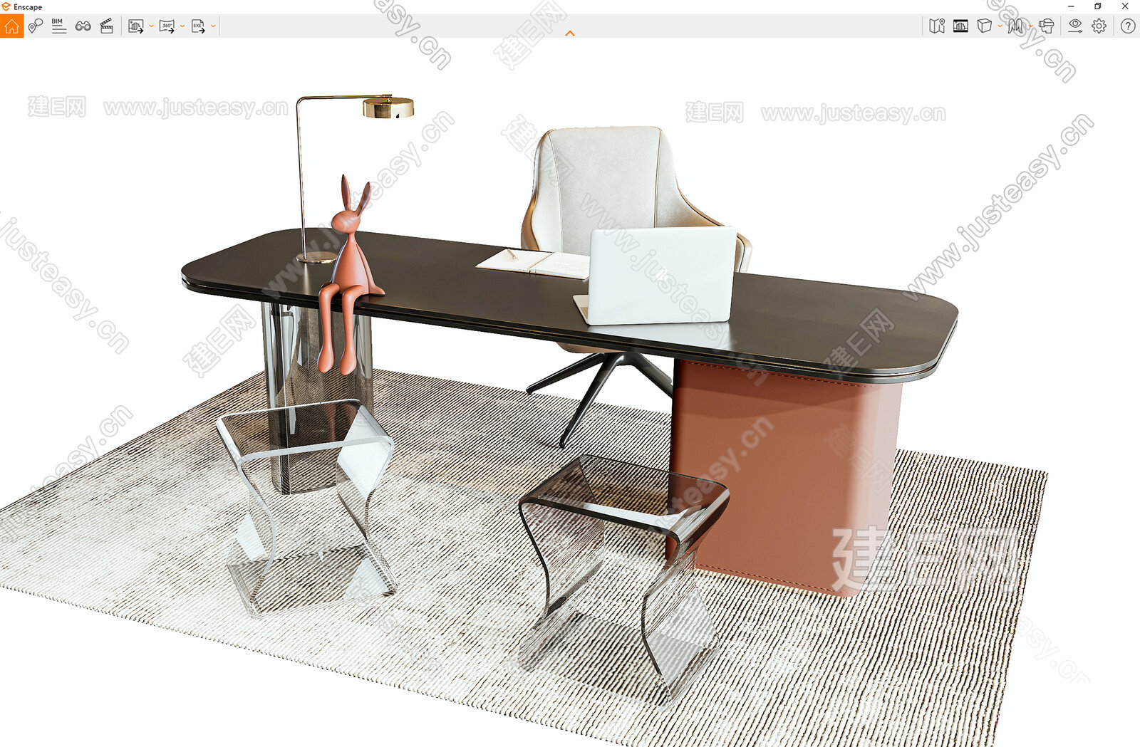 现代书桌椅组合sketchup模型