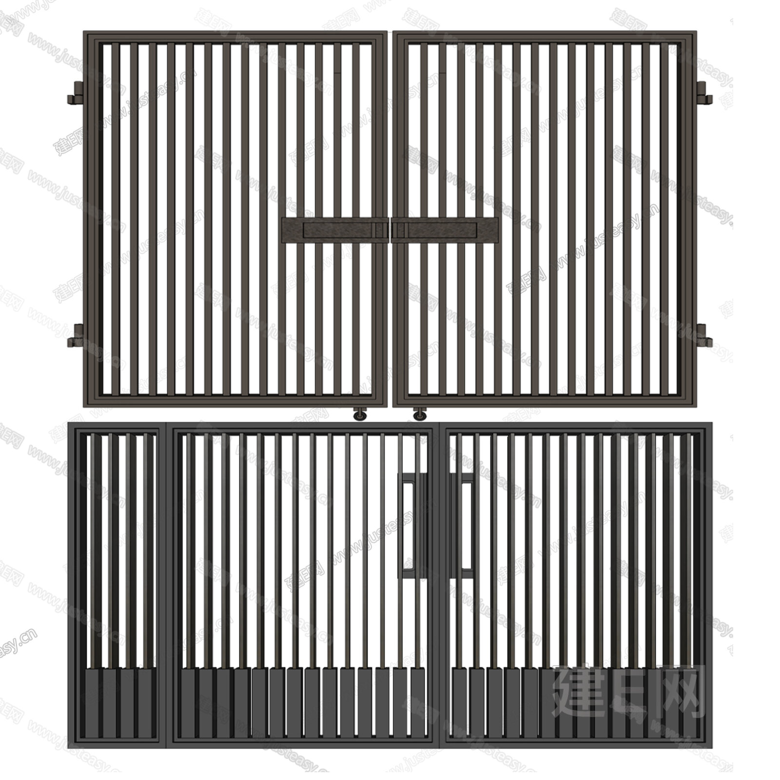 新中式格栅门模型SU模型下载[ID:109135688]_建e网su模型