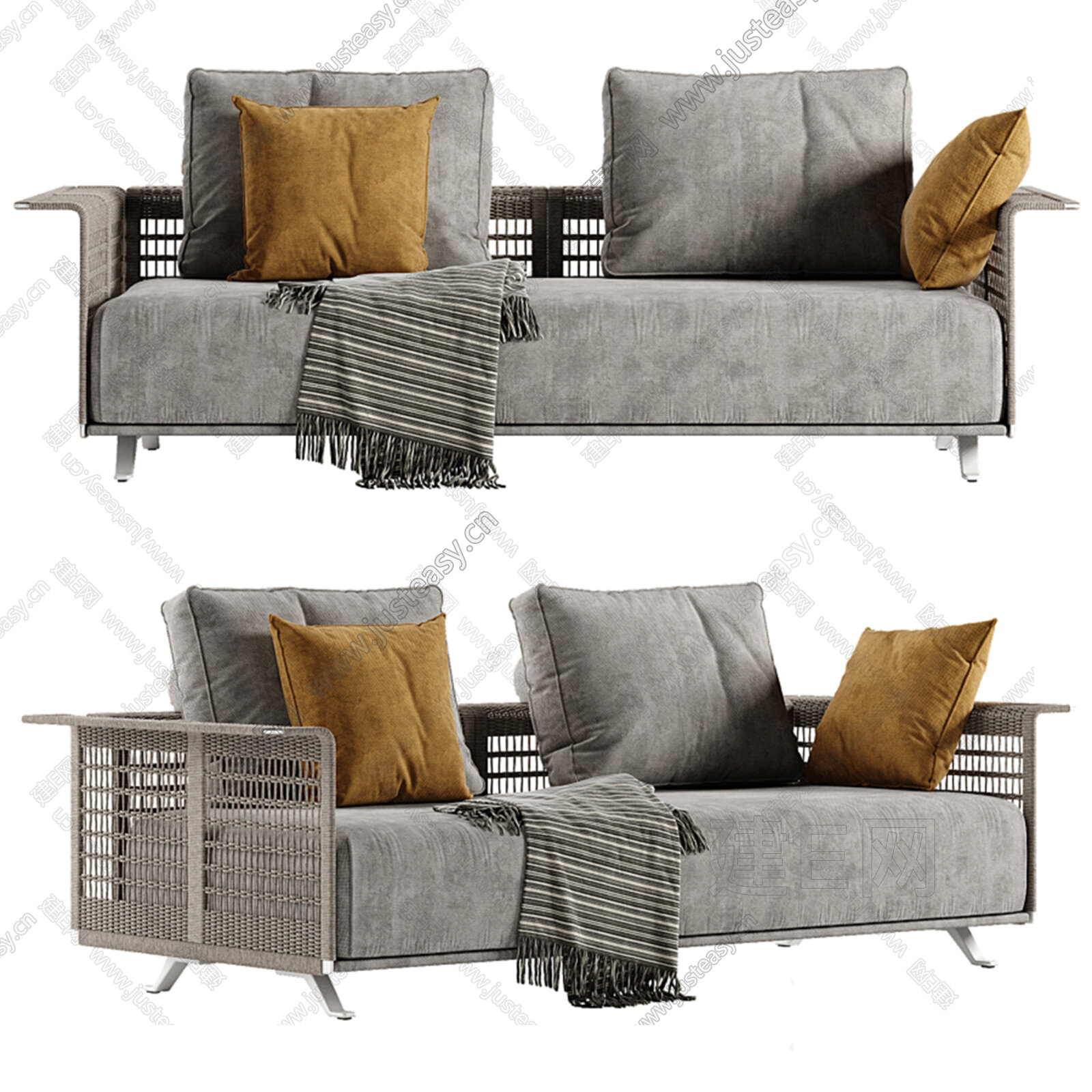 Poltrona Frau 现代双人沙发模型SU模型下载[ID:103237152]_建e网su模型