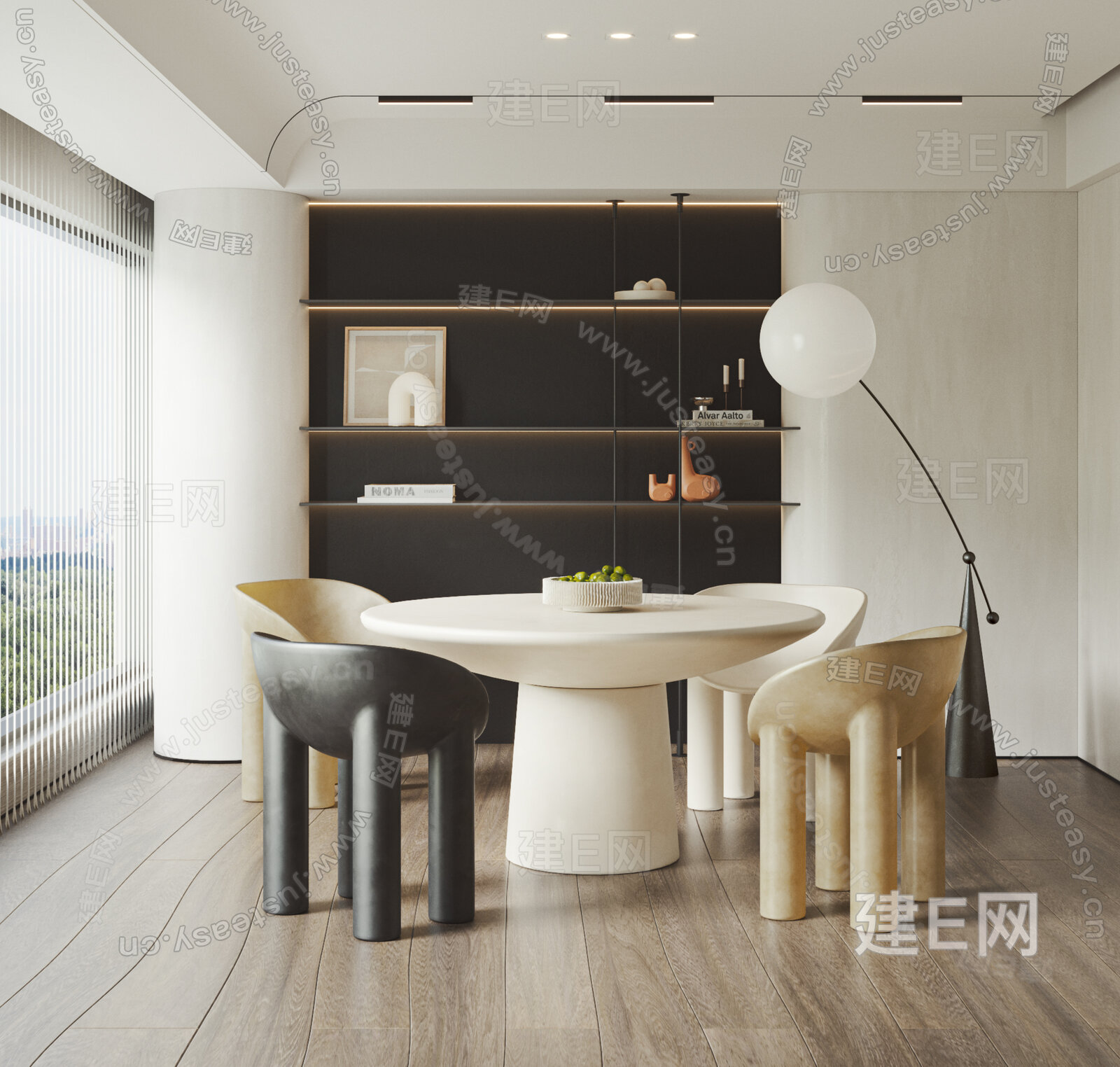 侘寂风餐厅模型SU模型下载[ID:114772090]_建e网su模型