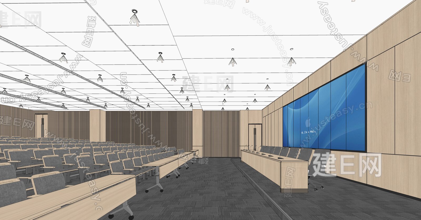 现代多功能厅模型SU模型下载[ID:109266869]_建E室内设计网