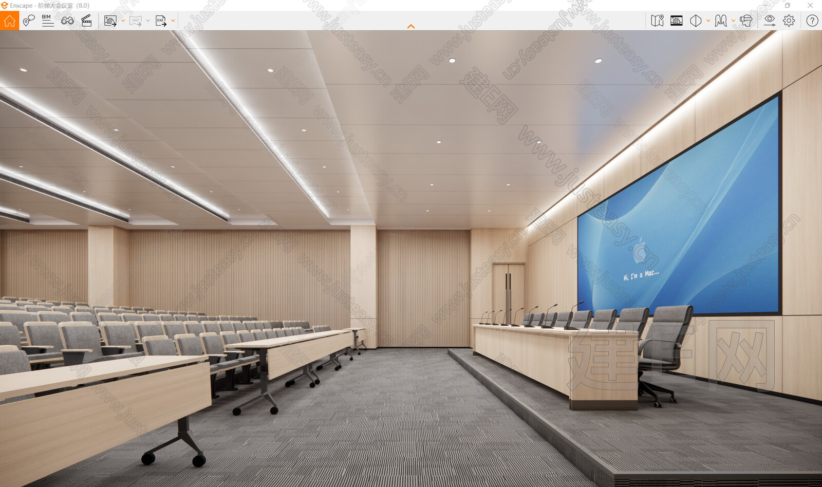 现代多功能厅模型SU模型下载[ID:109266869]_建E室内设计网