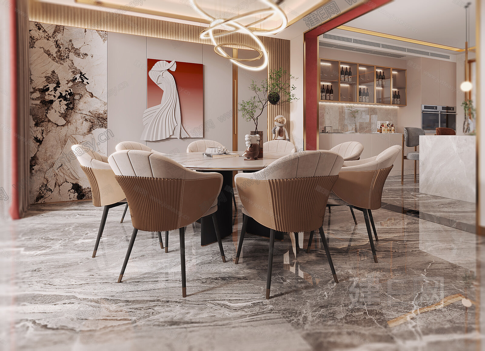 【现代餐厅3d模型】建E网_现代餐厅3d模型下载[ID:105861513]_打造3d现代餐厅模型免费下载平台