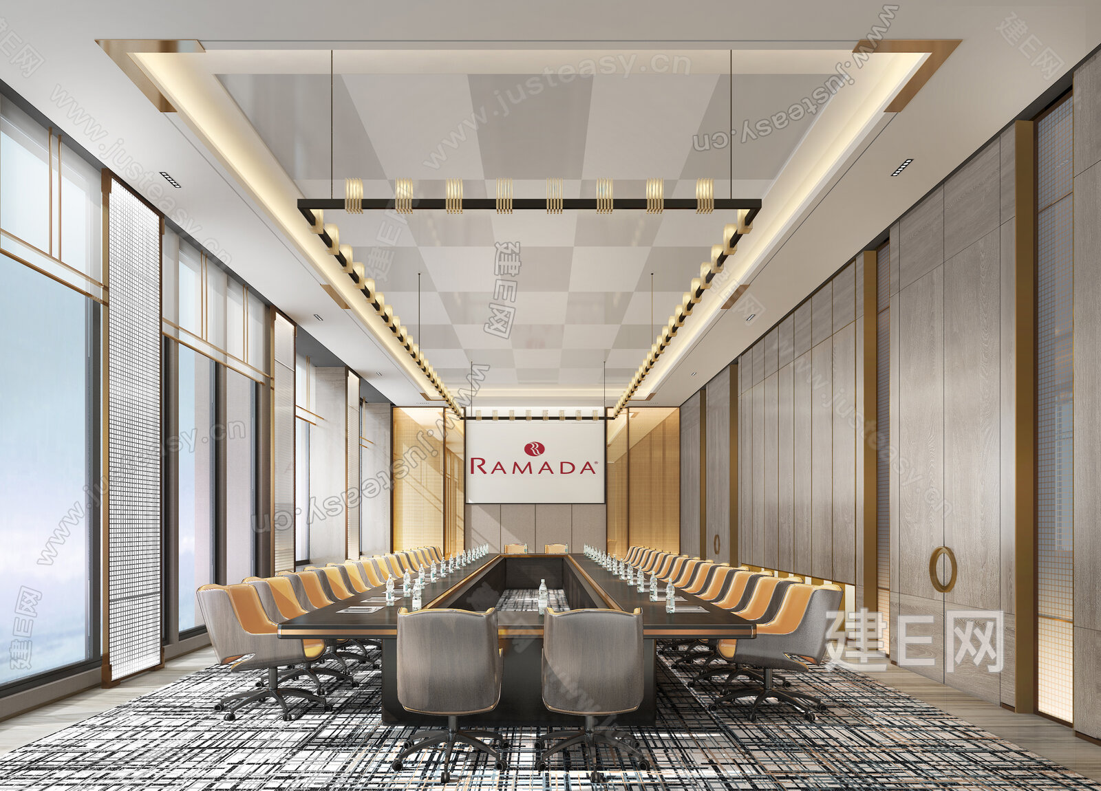 现代会议室模型SU模型下载[ID:110053120]_建e网su模型