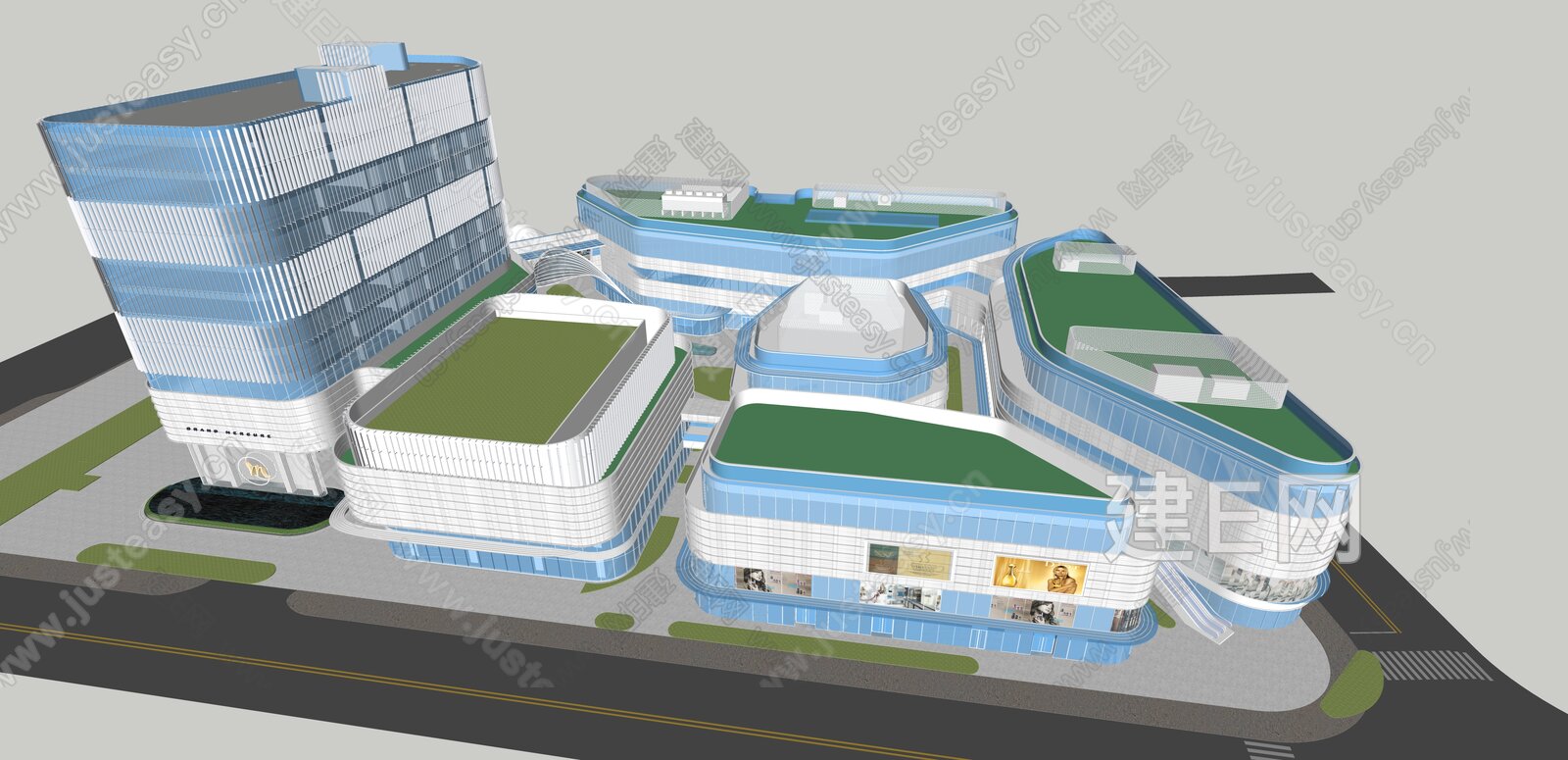 现代商业综合体模型SU模型下载[ID:109987586]_建e网su模型