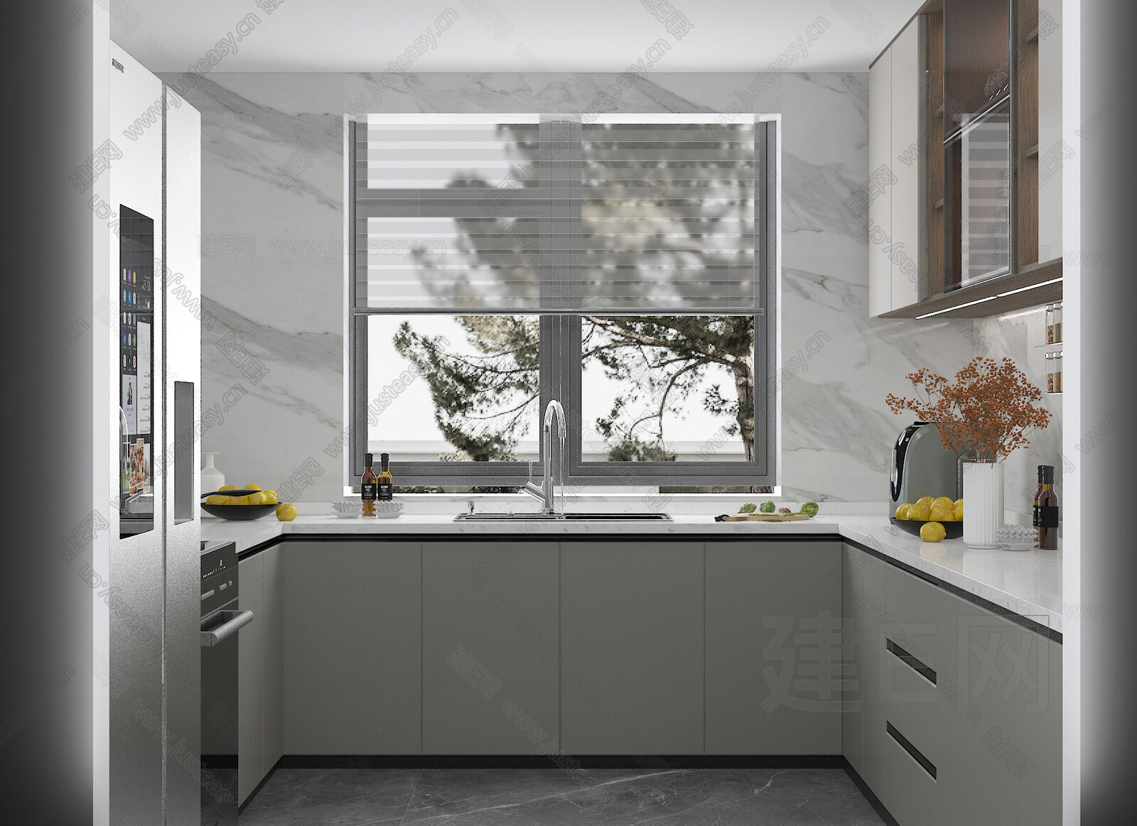 现代厨房3d模型下载