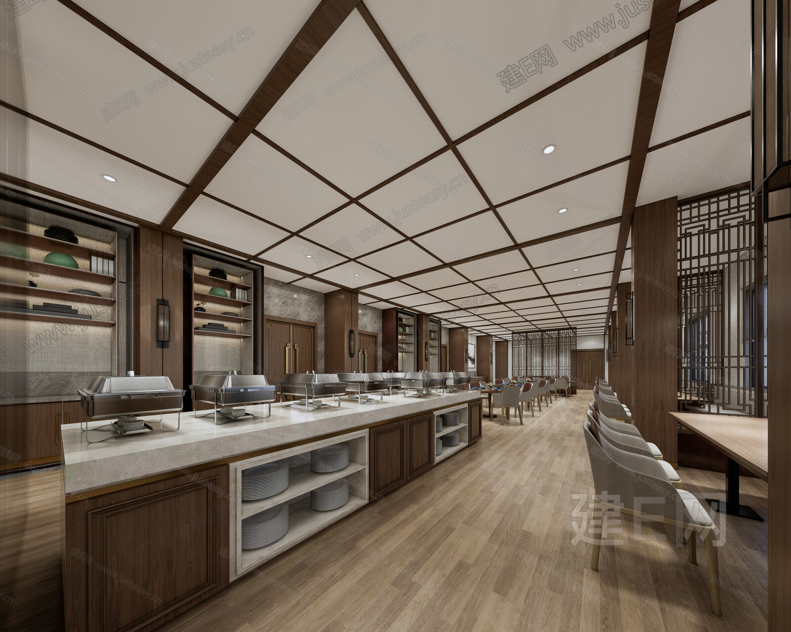 新中式餐厅模型SU模型下载[ID:110184392]_建e网su模型