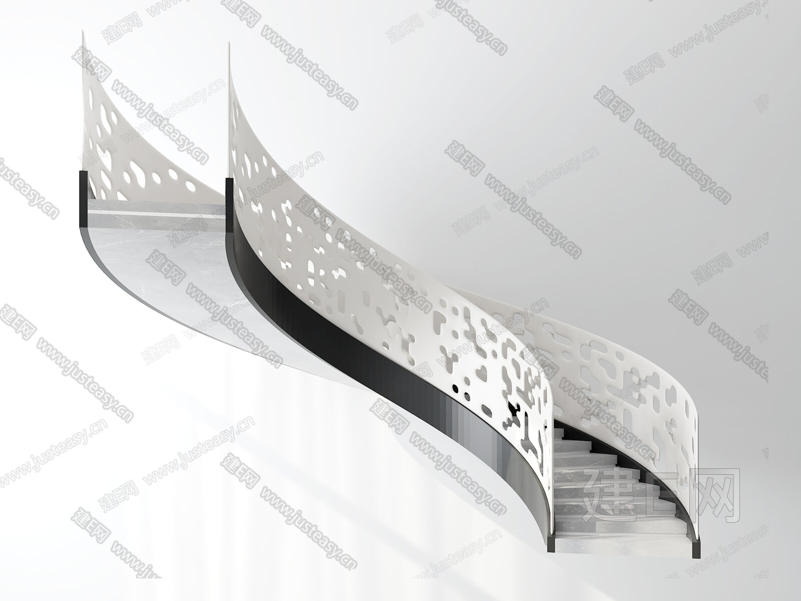 现代弧形楼梯3d模型下载
