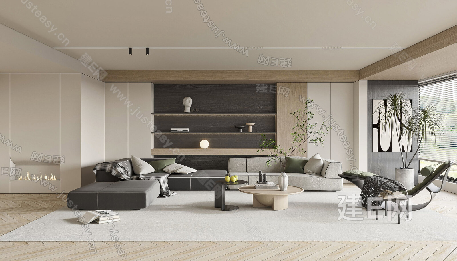 现代客厅模型SU模型下载[ID:113592904]_建e网su模型