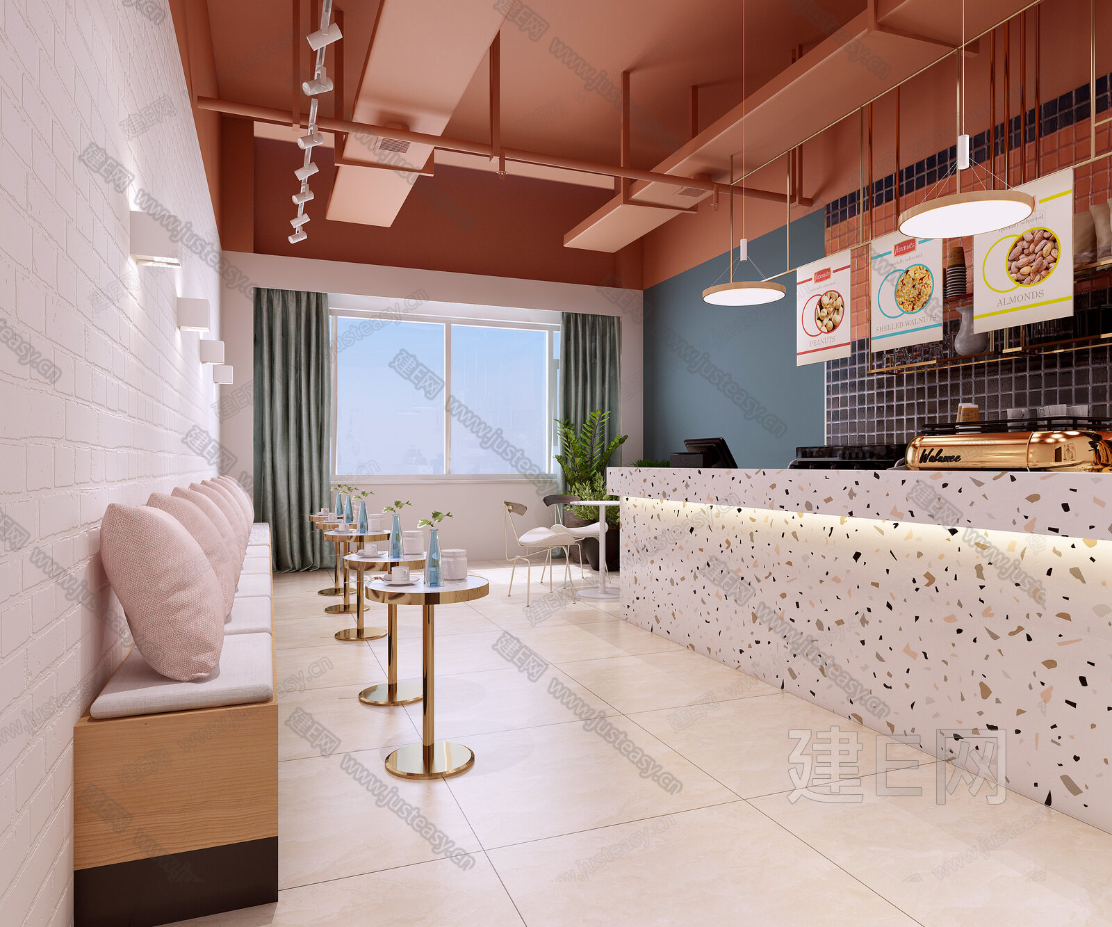 现代高校时尚奶茶店3d模型下载