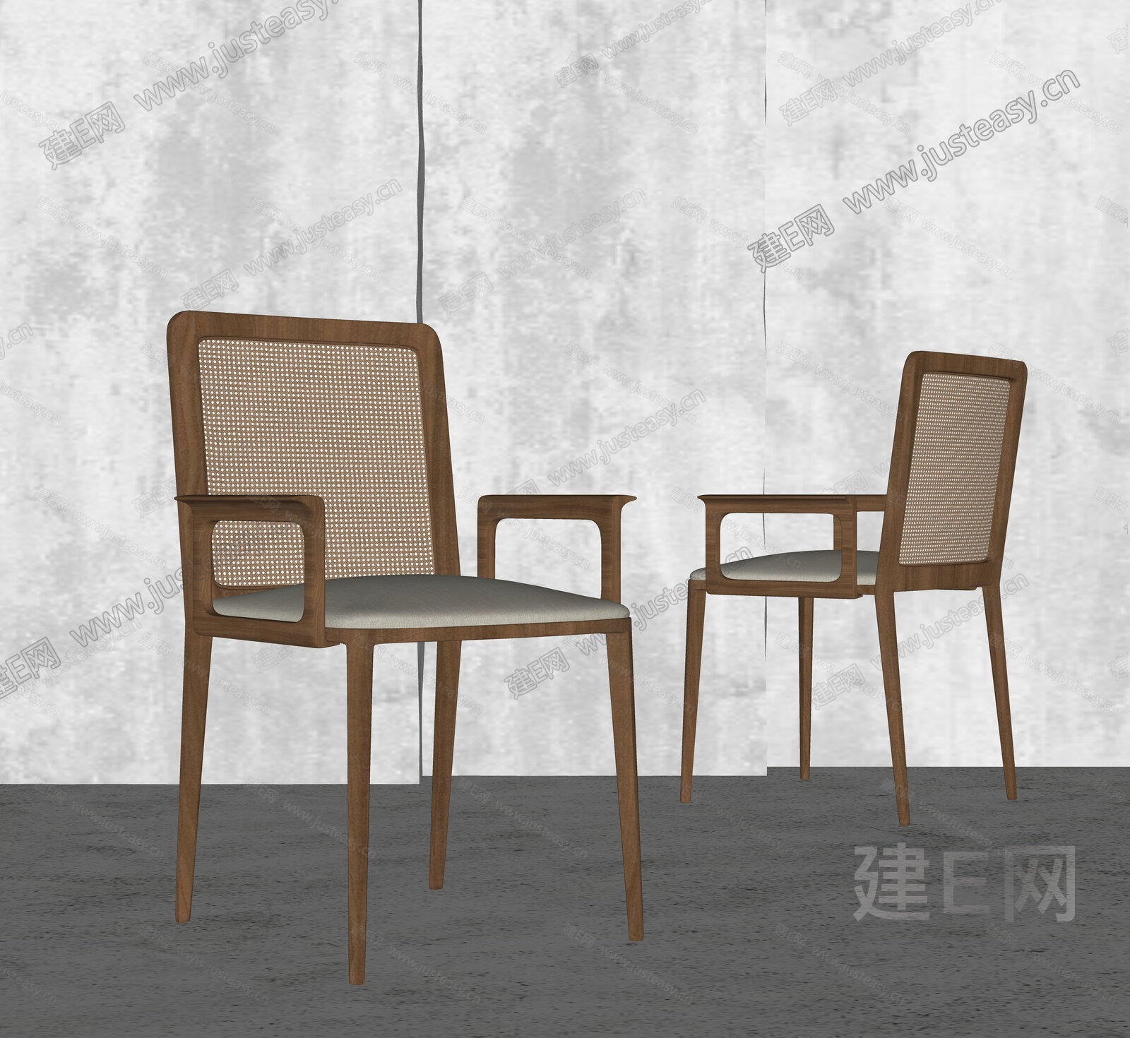 侘寂风单椅 布艺模型SU模型下载[ID:110905195]_建e网su模型