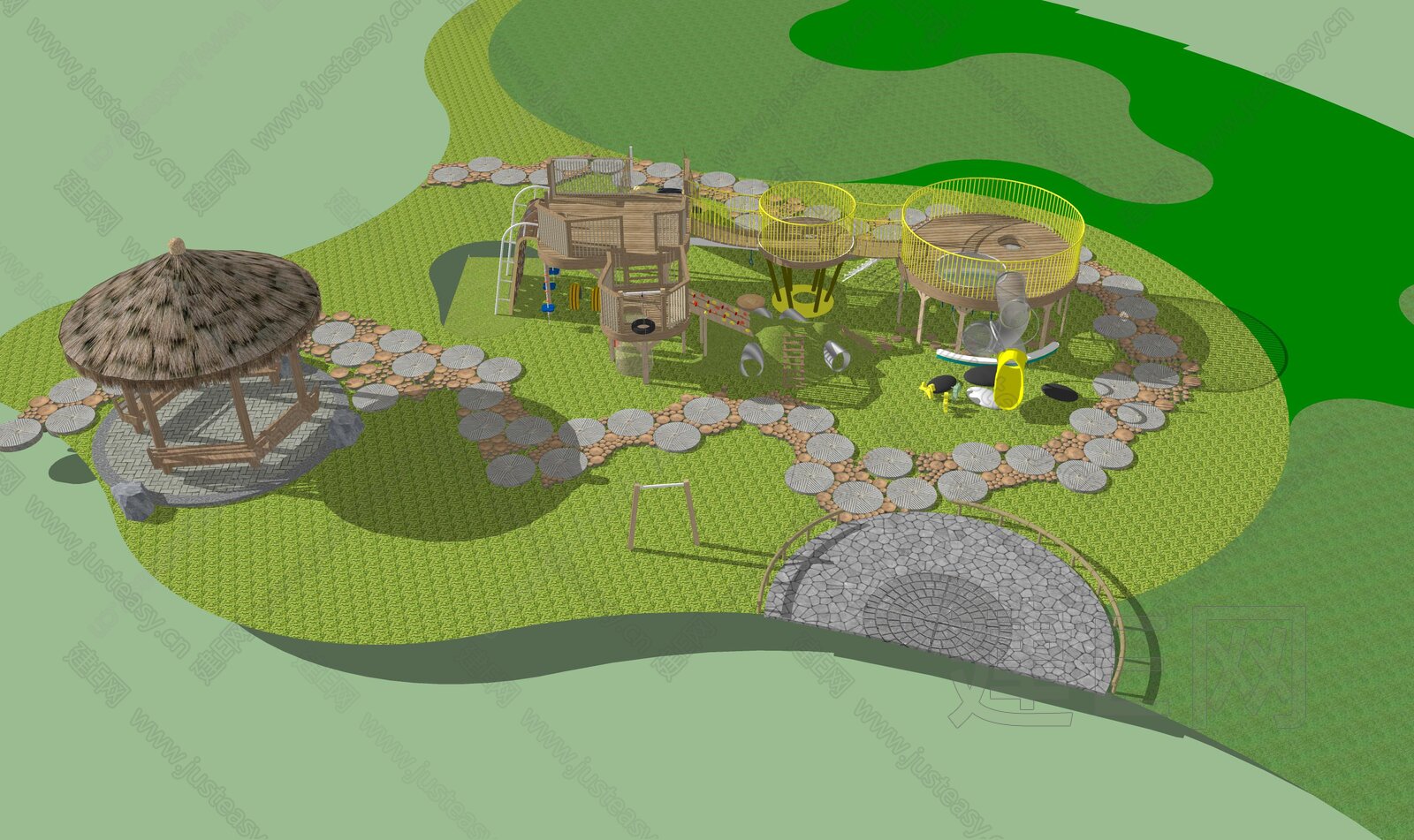 中式公园景观sketchup模型