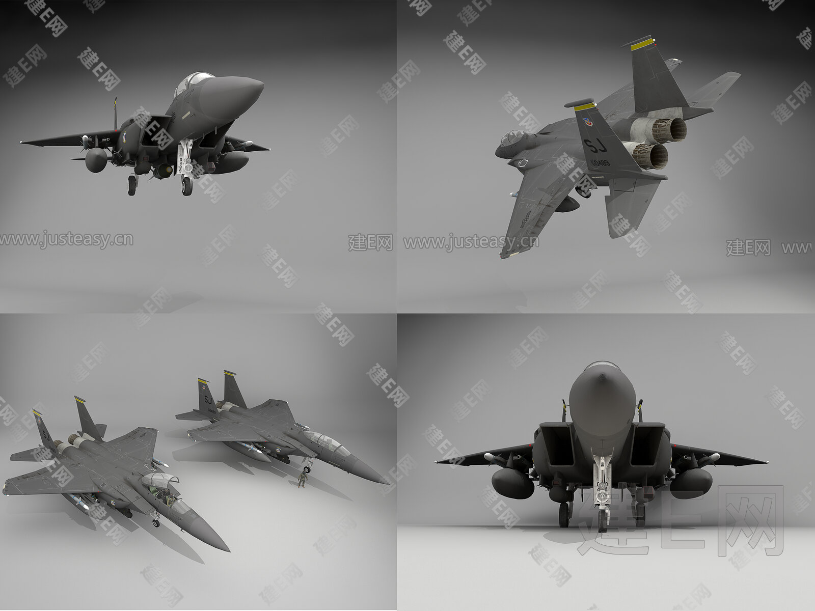 f15工業風戰鬥機3d模型下載