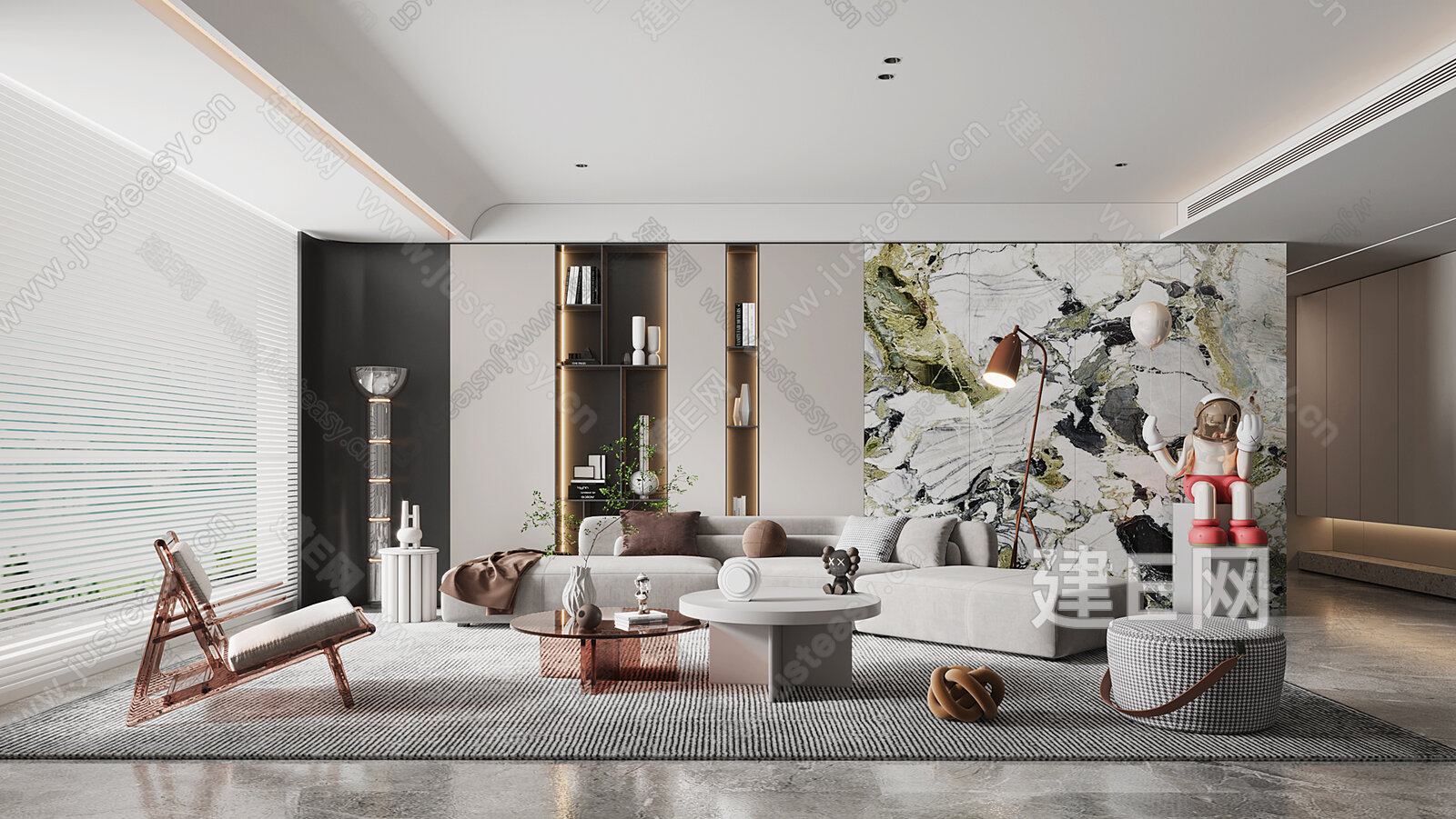 现代客厅模型SU模型下载[ID:114116688]_建e网su模型