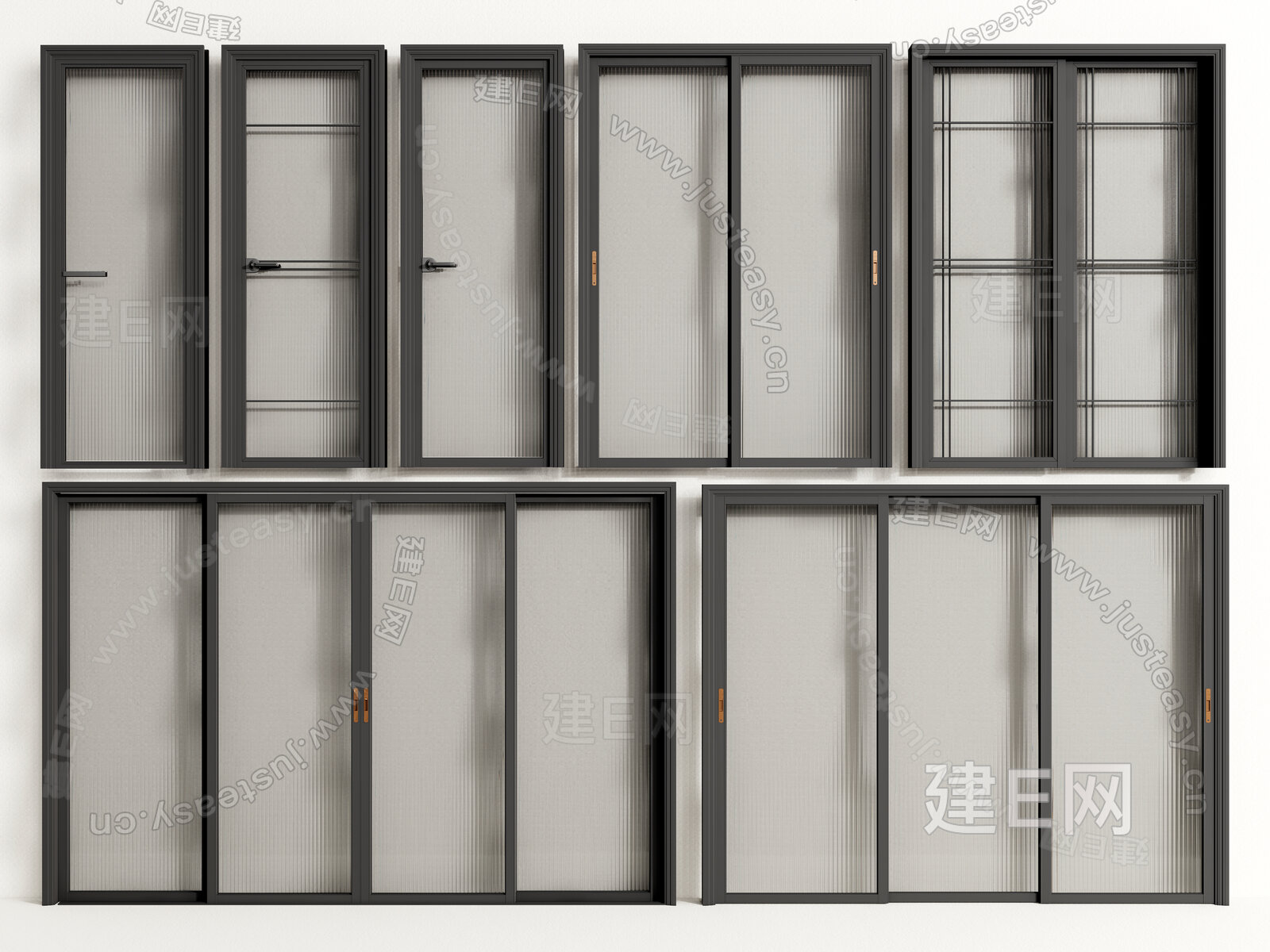 现代长虹玻璃门模型SU模型下载[ID:104154868]_建e网su模型