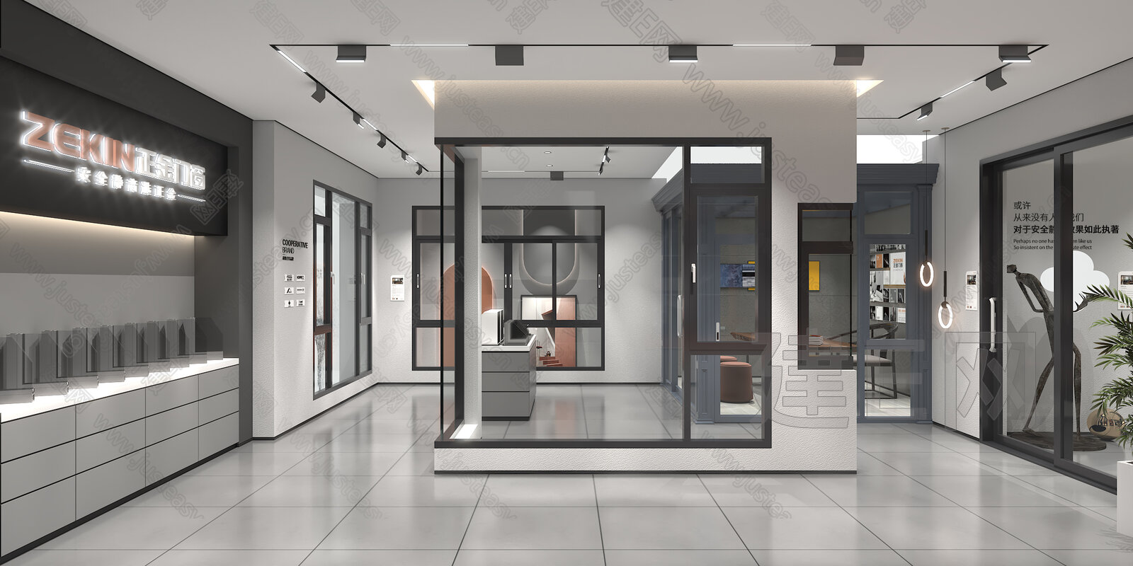 现代门窗专卖店3d模型下载
