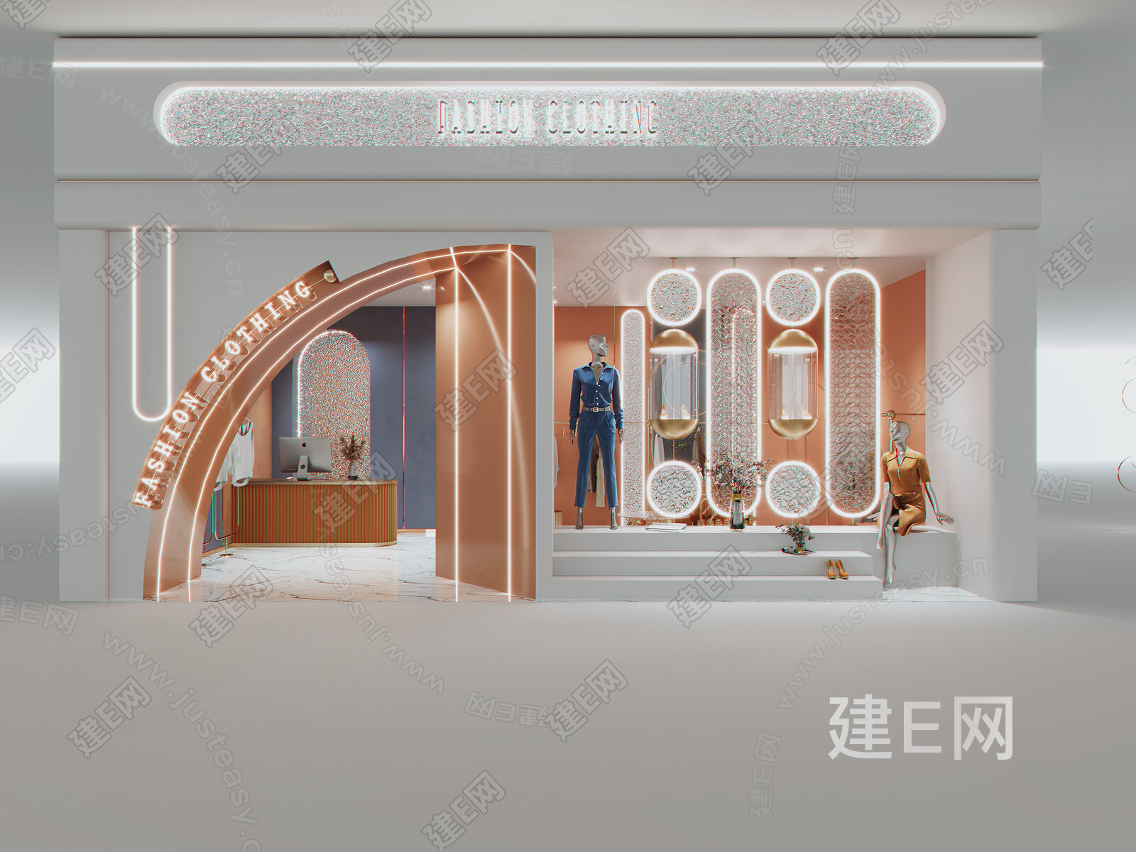 现代女装服装店3d模型下载
