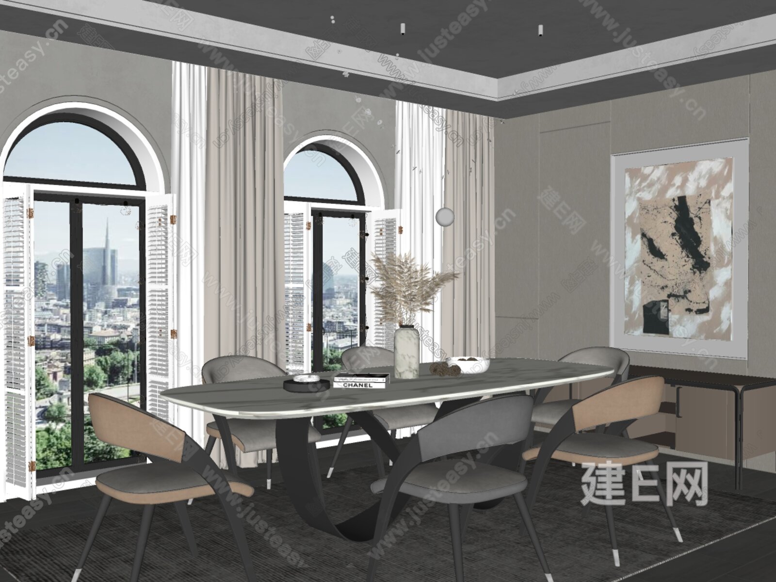 现代餐厅模型SU模型下载[ID:111626010]_建e网su模型