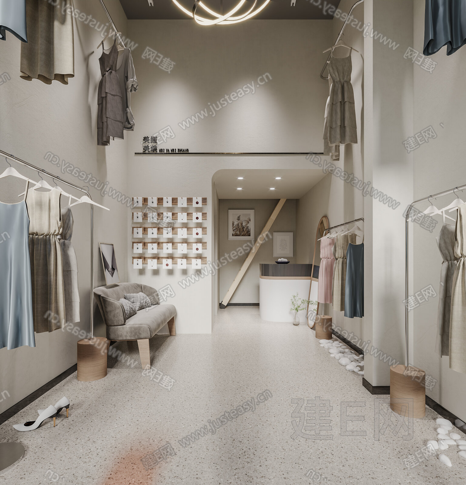 侘寂风服装店3d模型下载