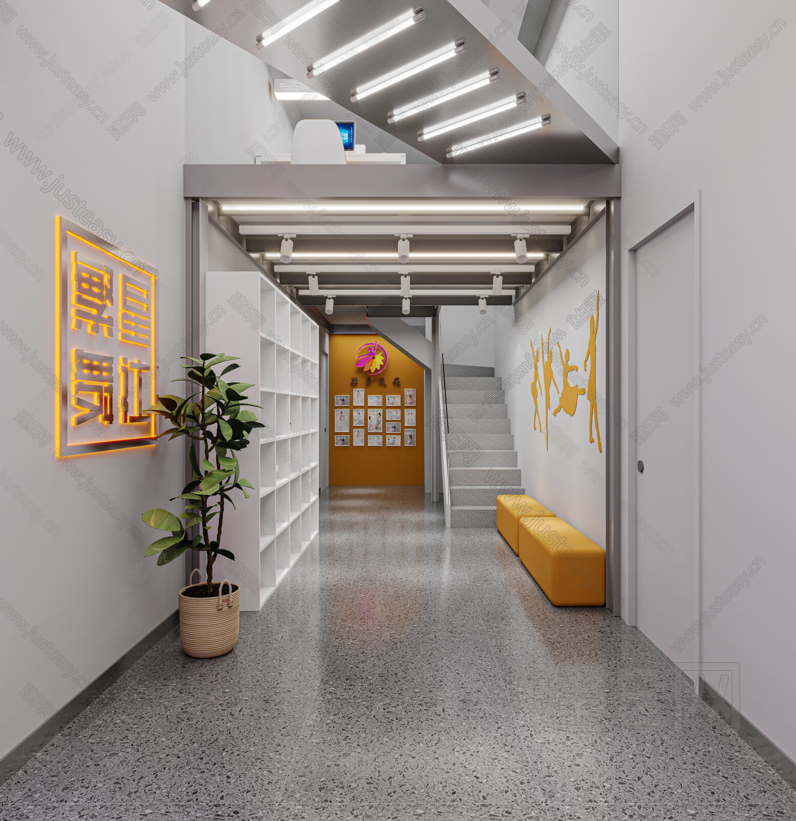 现代舞蹈培训机构大厅3d模型下载