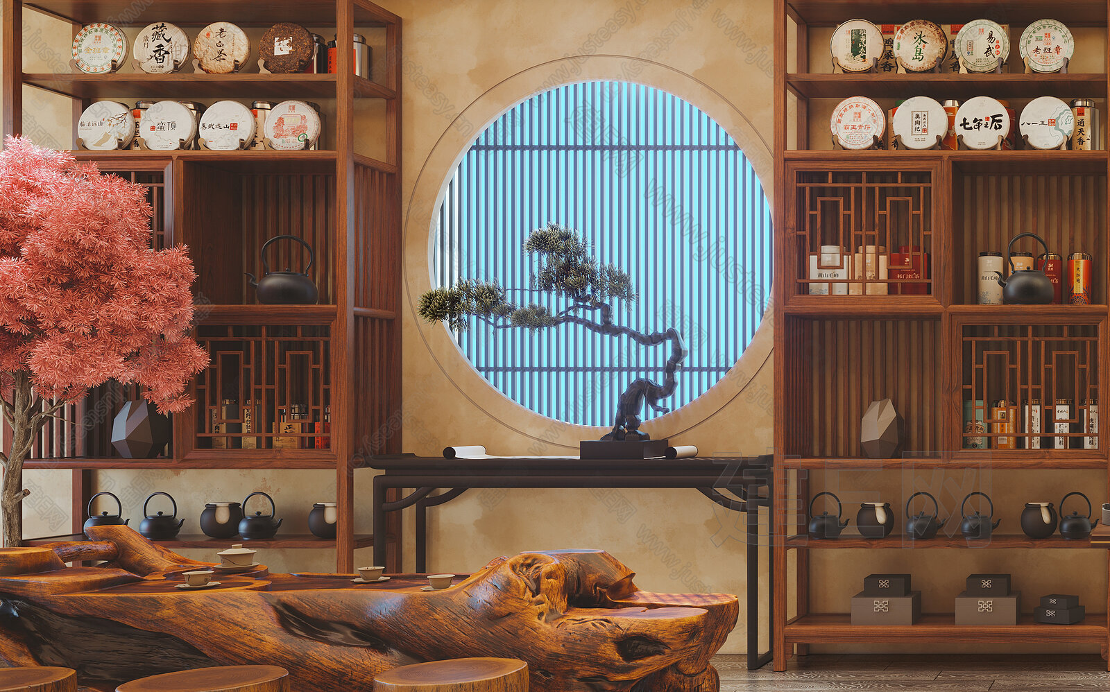 新中式茶叶店3d模型下载