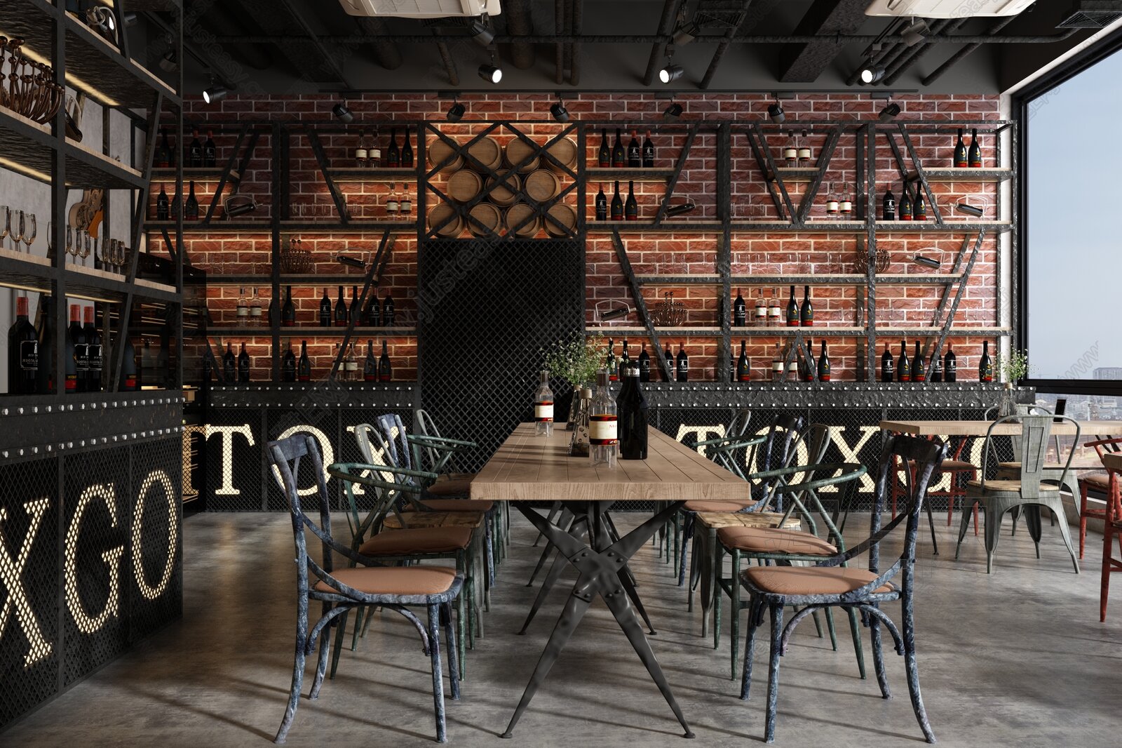 3d工业风酒吧模型下载_3d工业风酒吧max模型免费下载_建e室内设计网