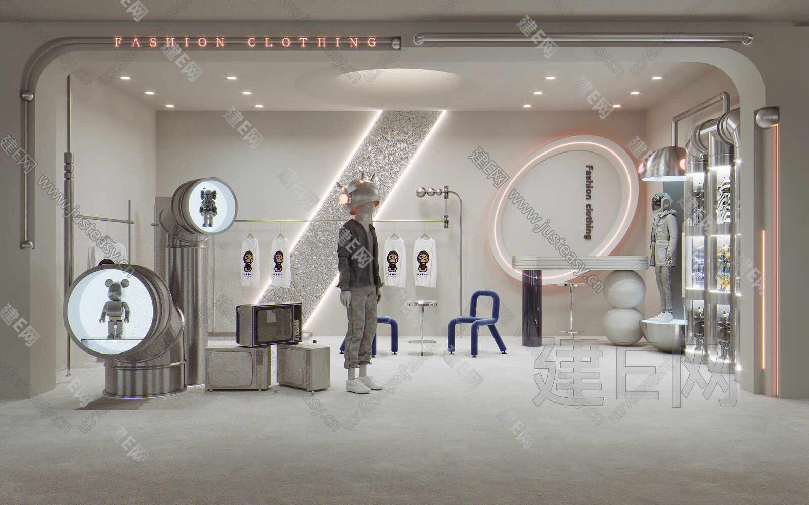 现代潮玩服装集合店3d模型下载