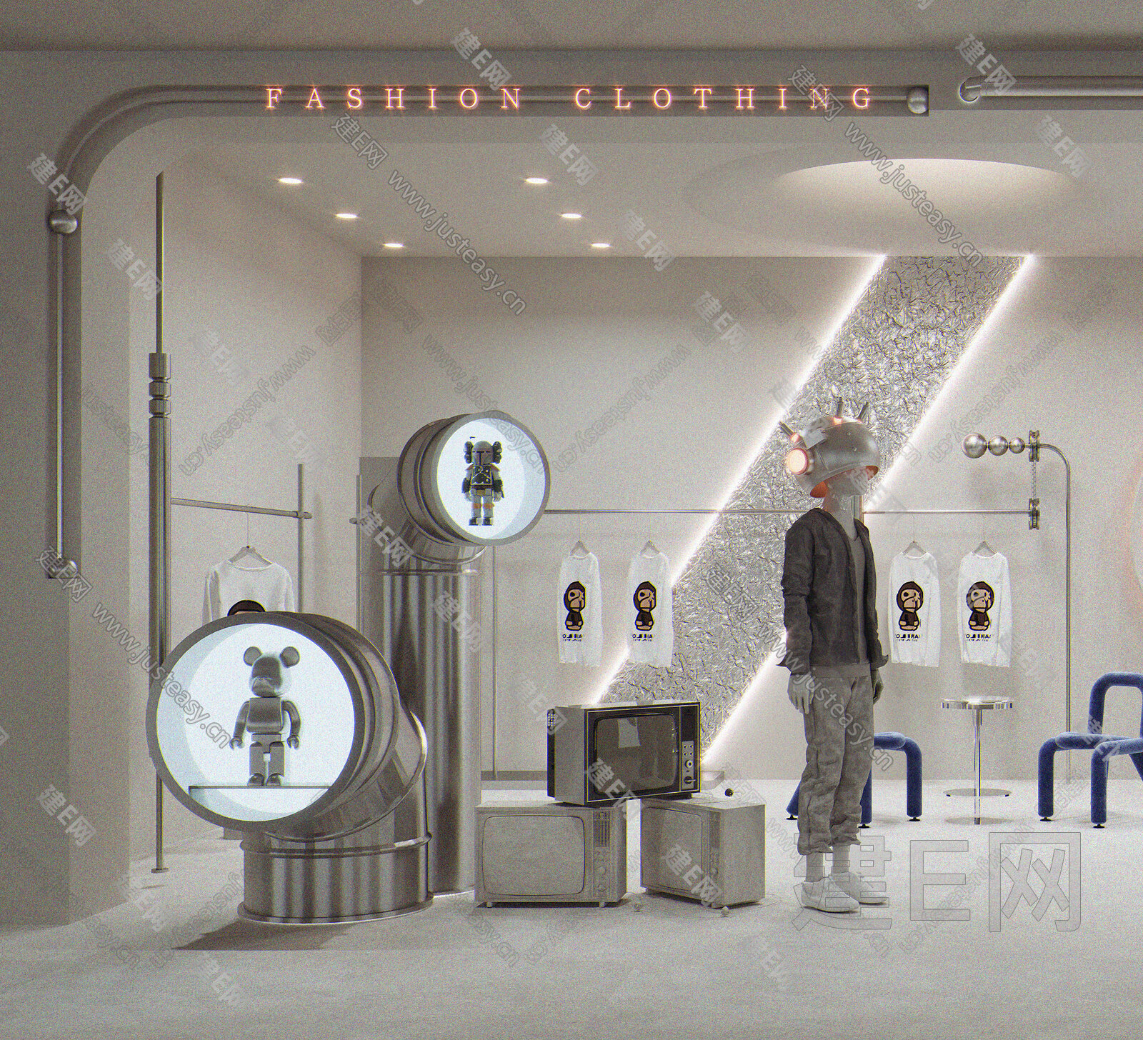 现代潮玩服装集合店3d模型下载
