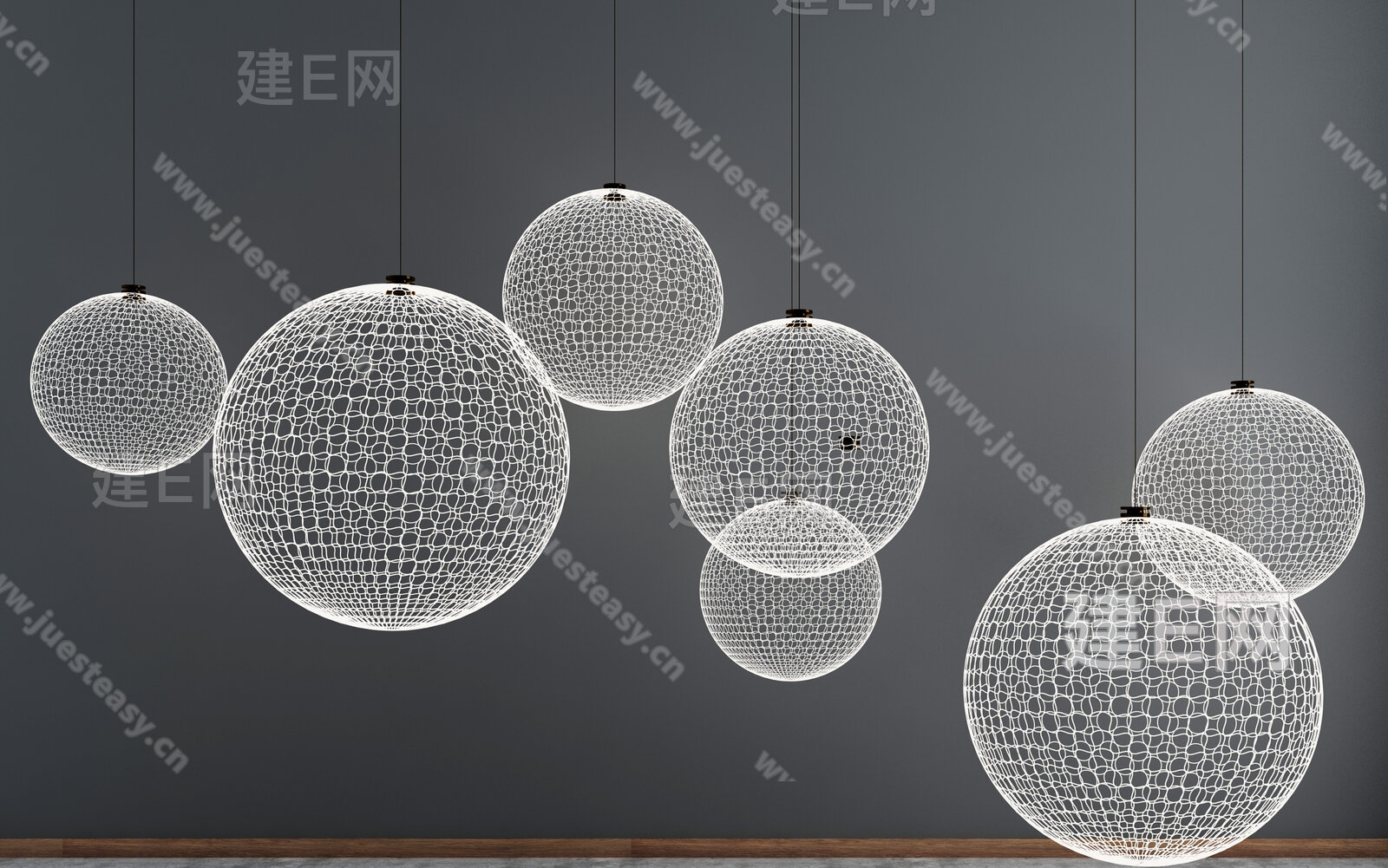 现代球形吊灯模型SU模型下载[ID:106383363]_建E室内设计网