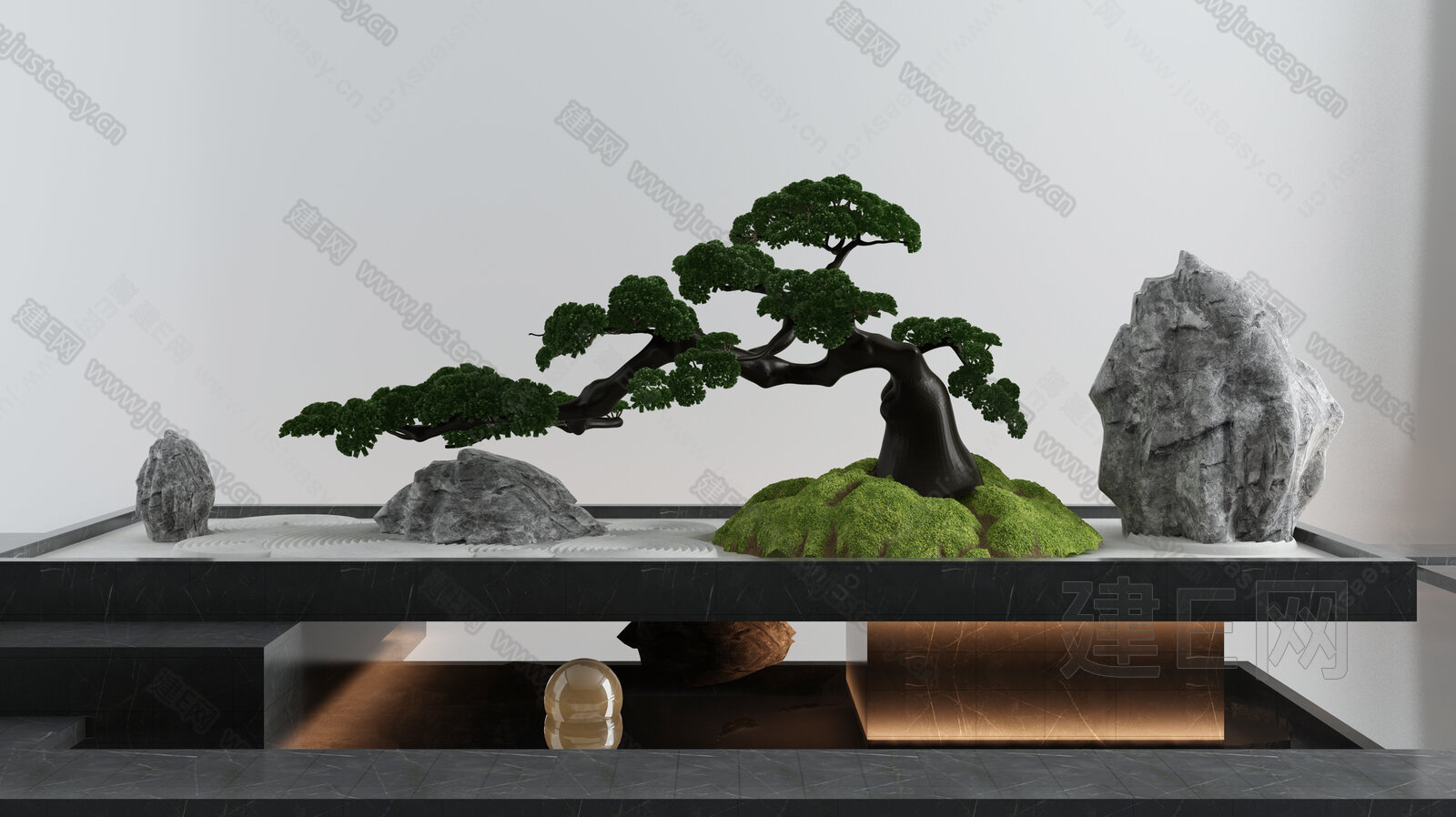 新中式园林景观小品3d模型下载