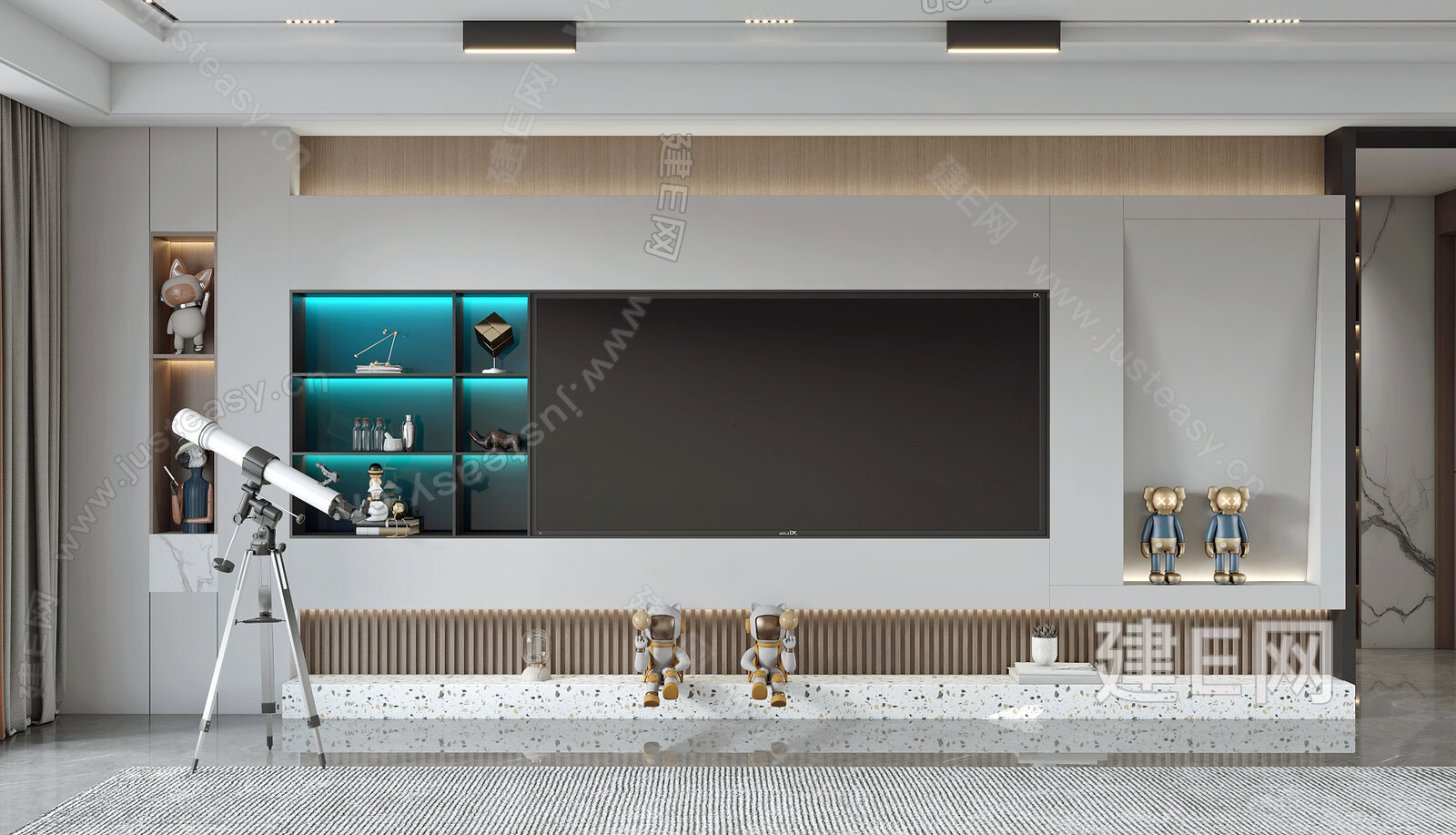 现代电视背景墙3d模型下载