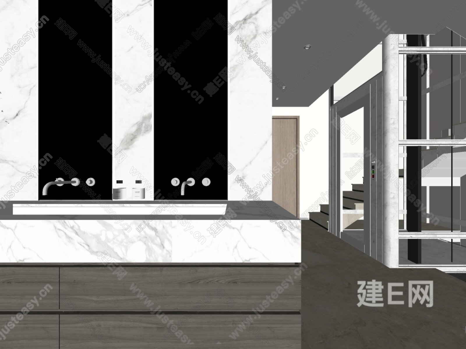 现代过道模型SU模型下载[ID:111953862]_建e网su模型